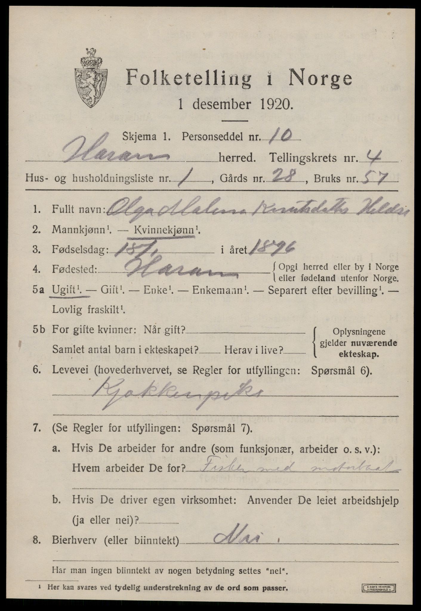 SAT, 1920 census for Haram, 1920, p. 2237