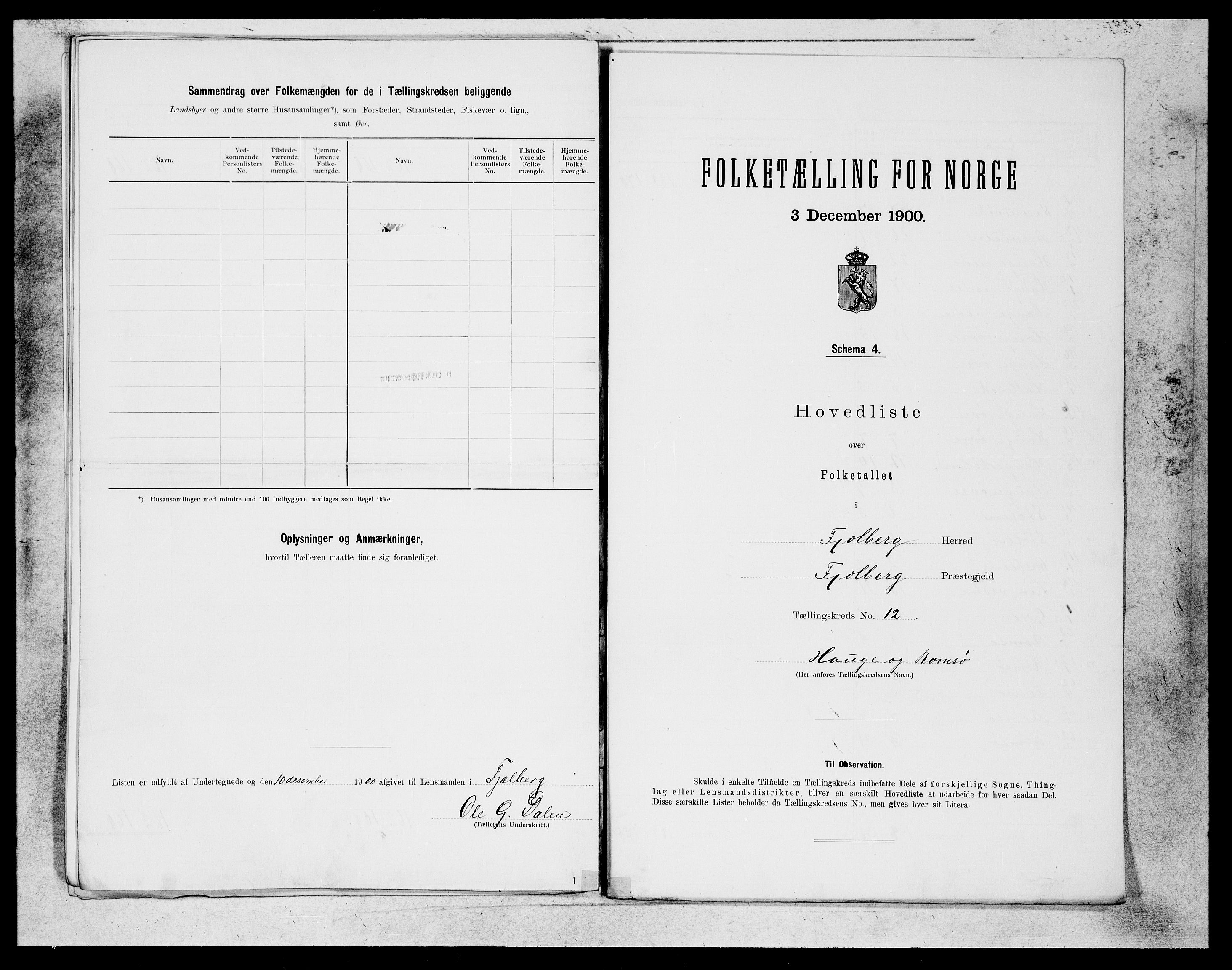 SAB, 1900 census for Fjelberg, 1900, p. 25