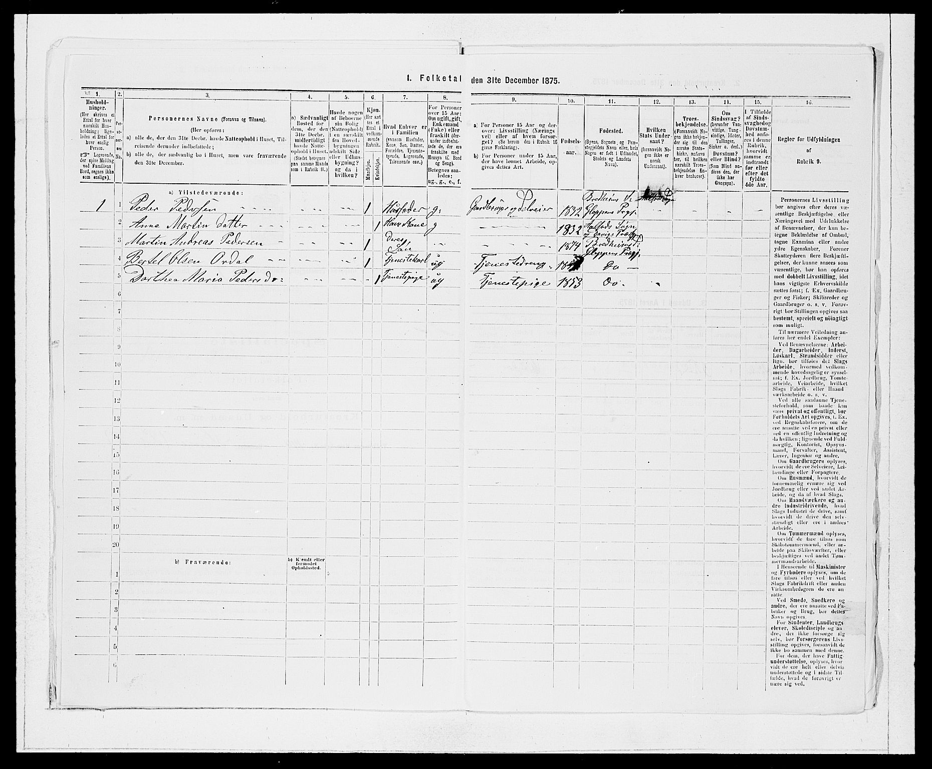 SAB, 1875 Census for 1445P Gloppen, 1875, p. 1072