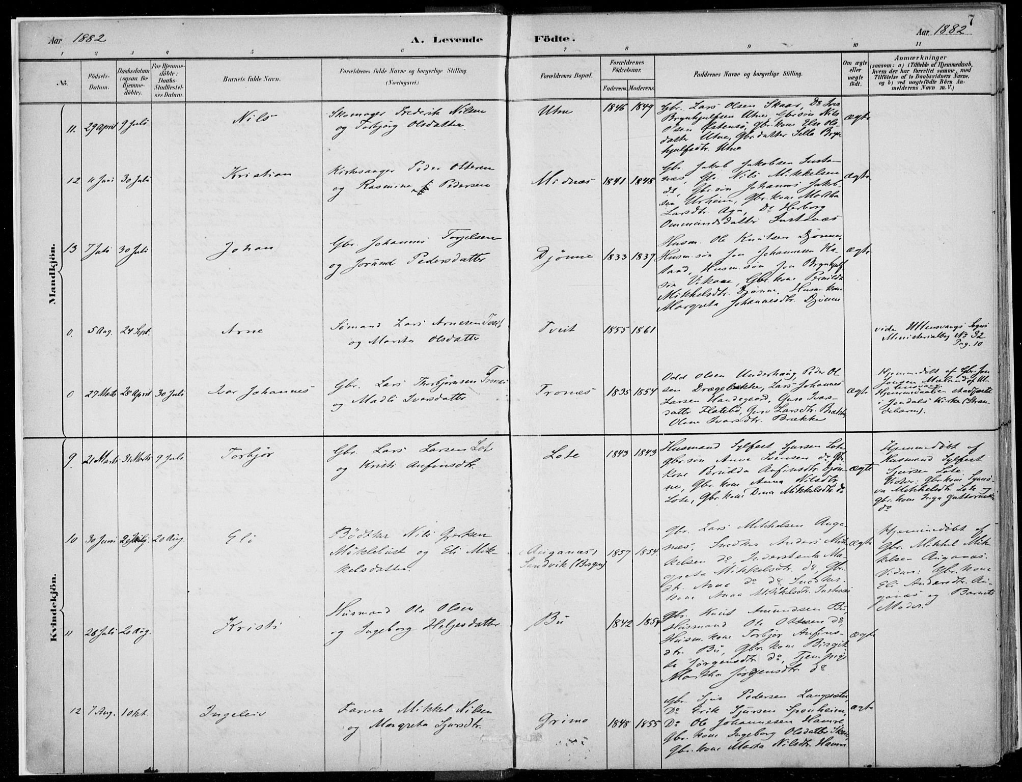 Ullensvang sokneprestembete, SAB/A-78701/H/Haa: Parish register (official) no. E  1, 1882-1921, p. 7