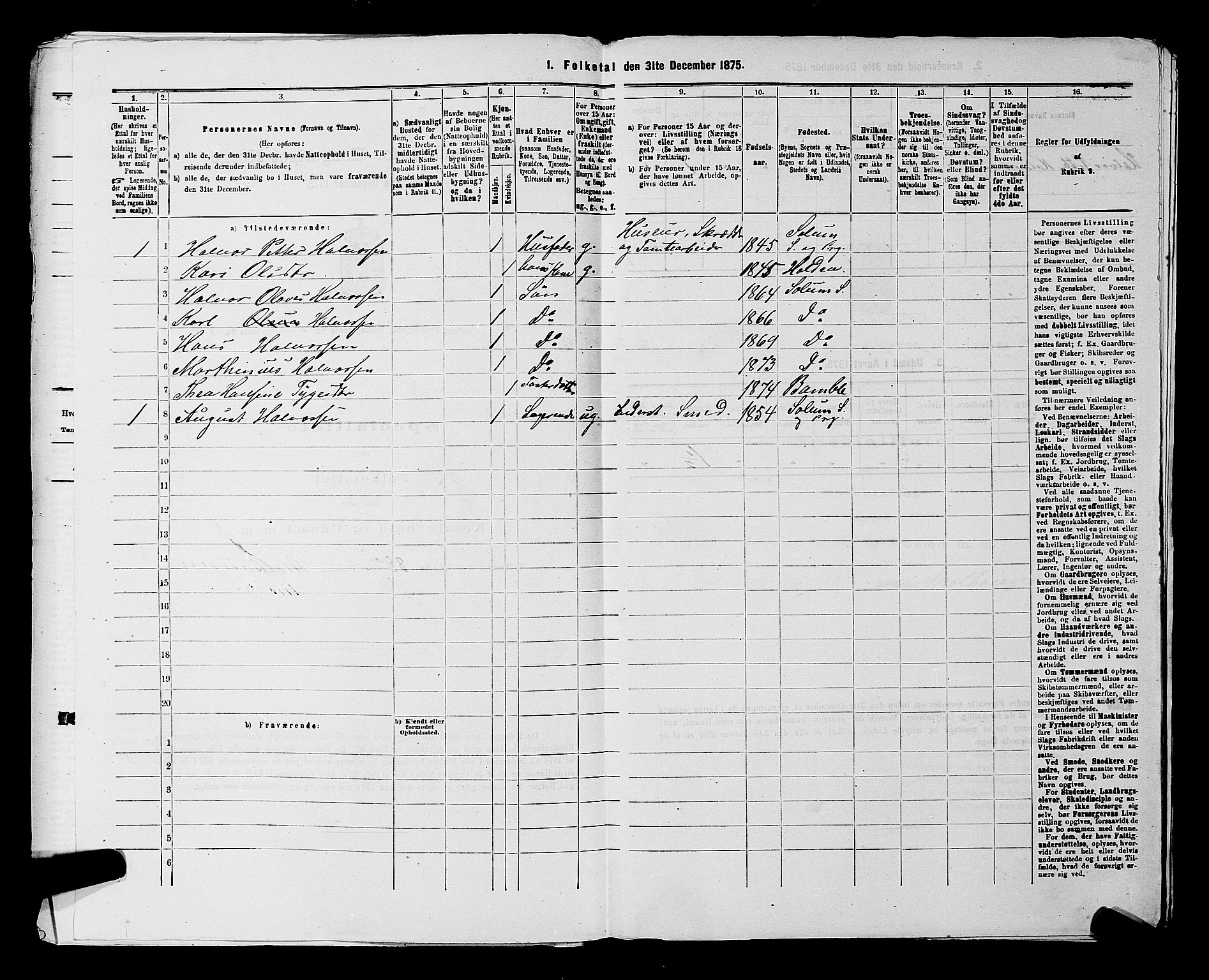 SAKO, 1875 census for 0818P Solum, 1875, p. 653