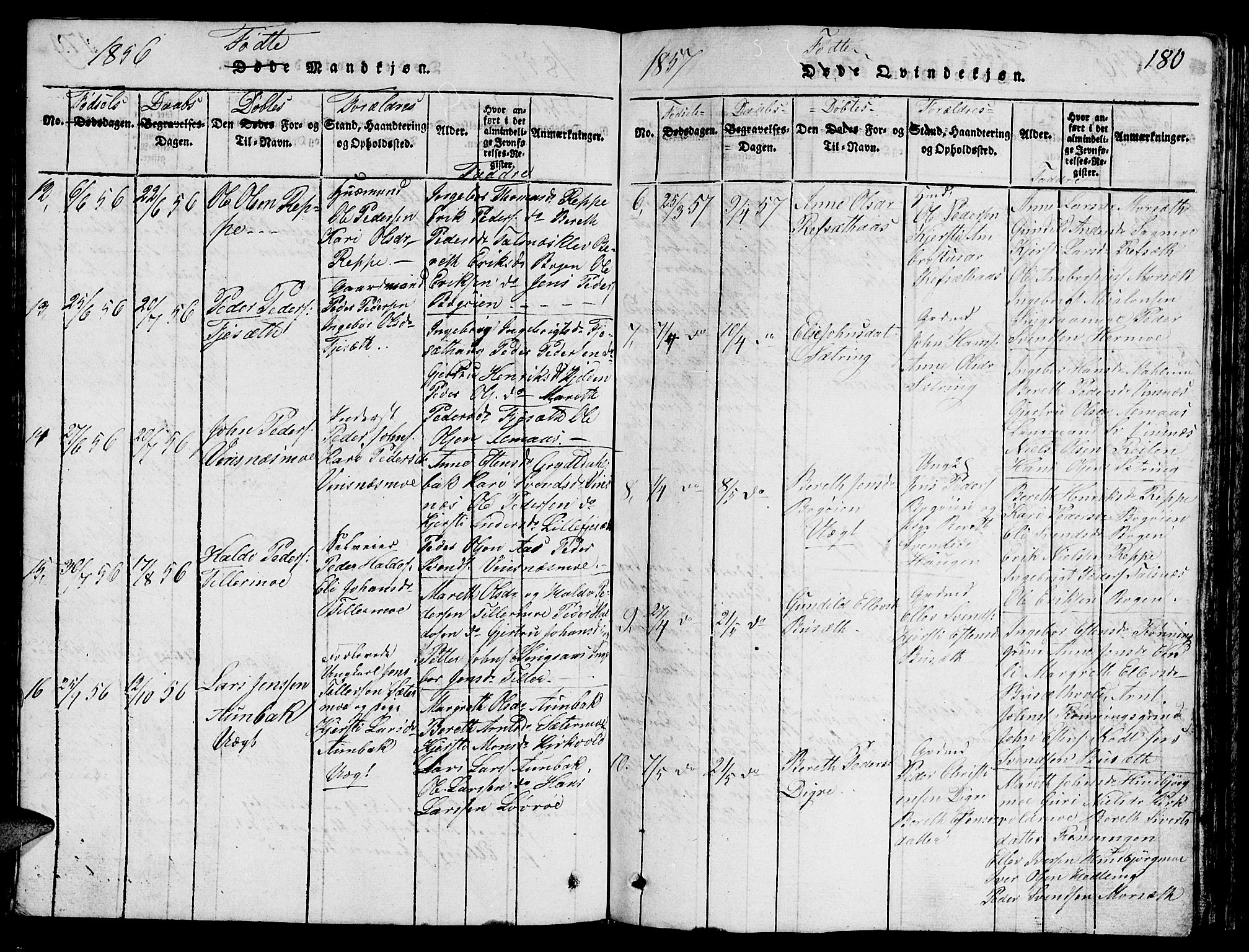 Ministerialprotokoller, klokkerbøker og fødselsregistre - Sør-Trøndelag, SAT/A-1456/688/L1026: Parish register (copy) no. 688C01, 1817-1860, p. 180