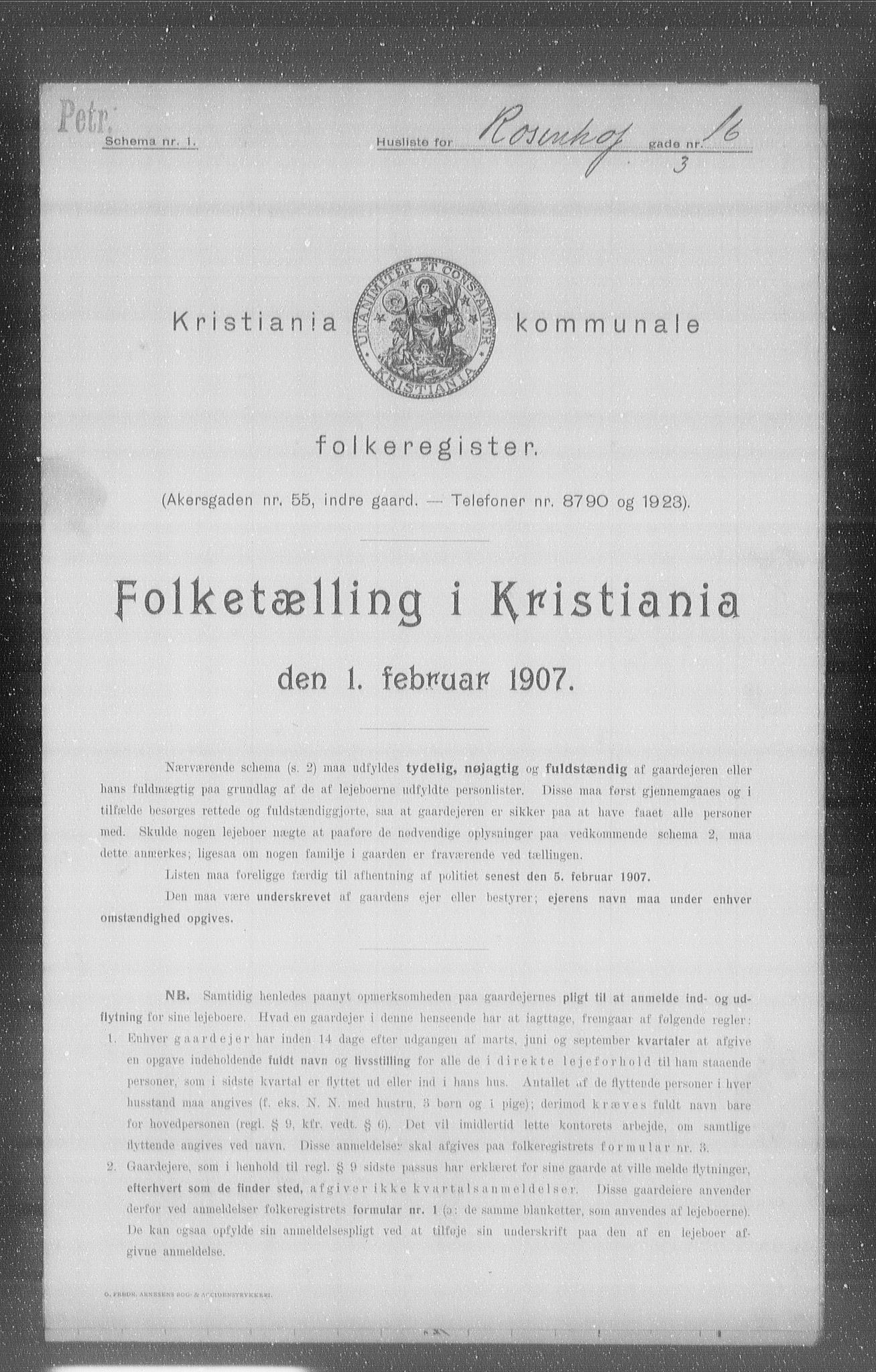 OBA, Municipal Census 1907 for Kristiania, 1907, p. 42732