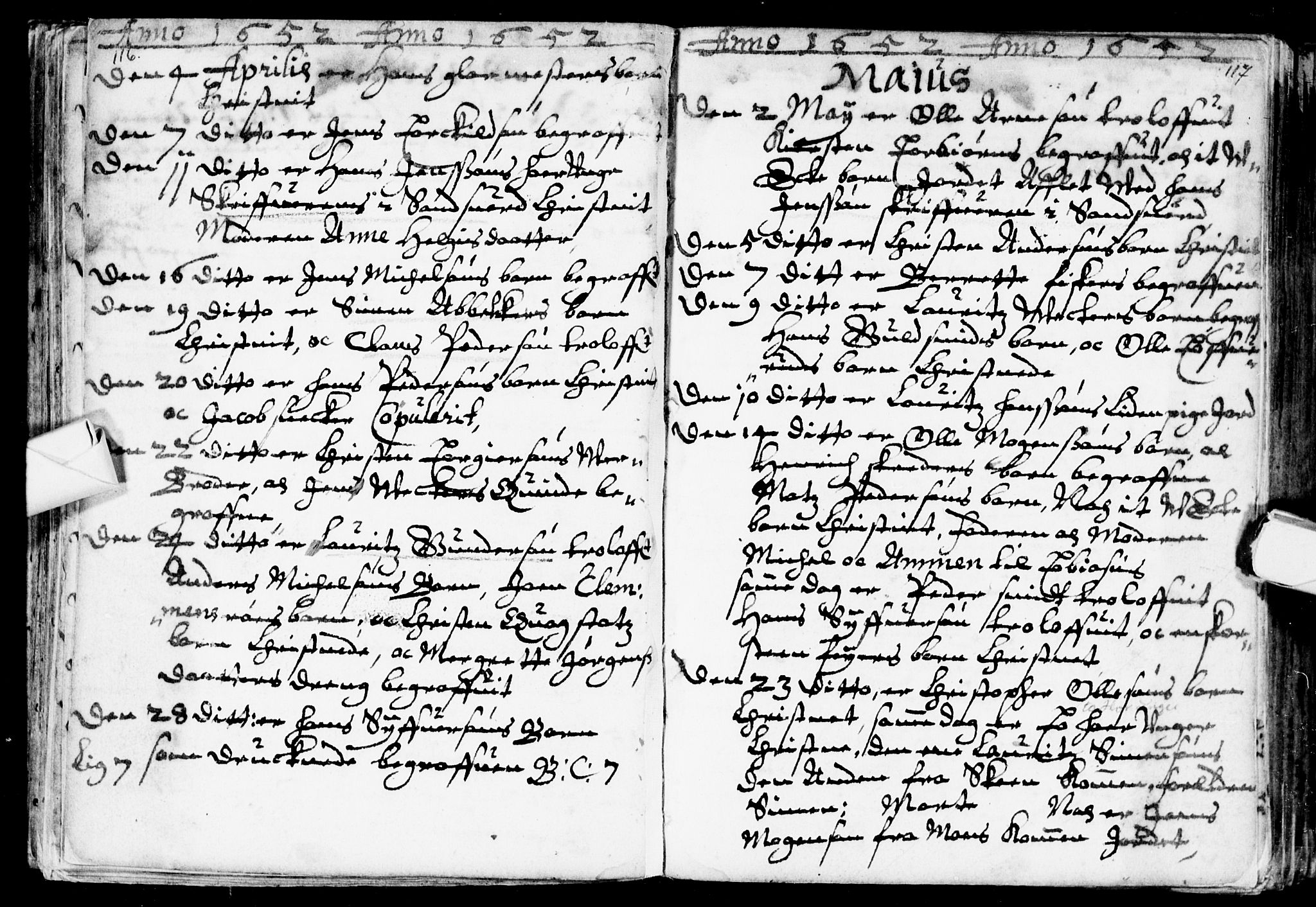 Bragernes kirkebøker, AV/SAKO-A-6/F/Fa/L0001: Parish register (official) no. I 1, 1634-1662, p. 116-117