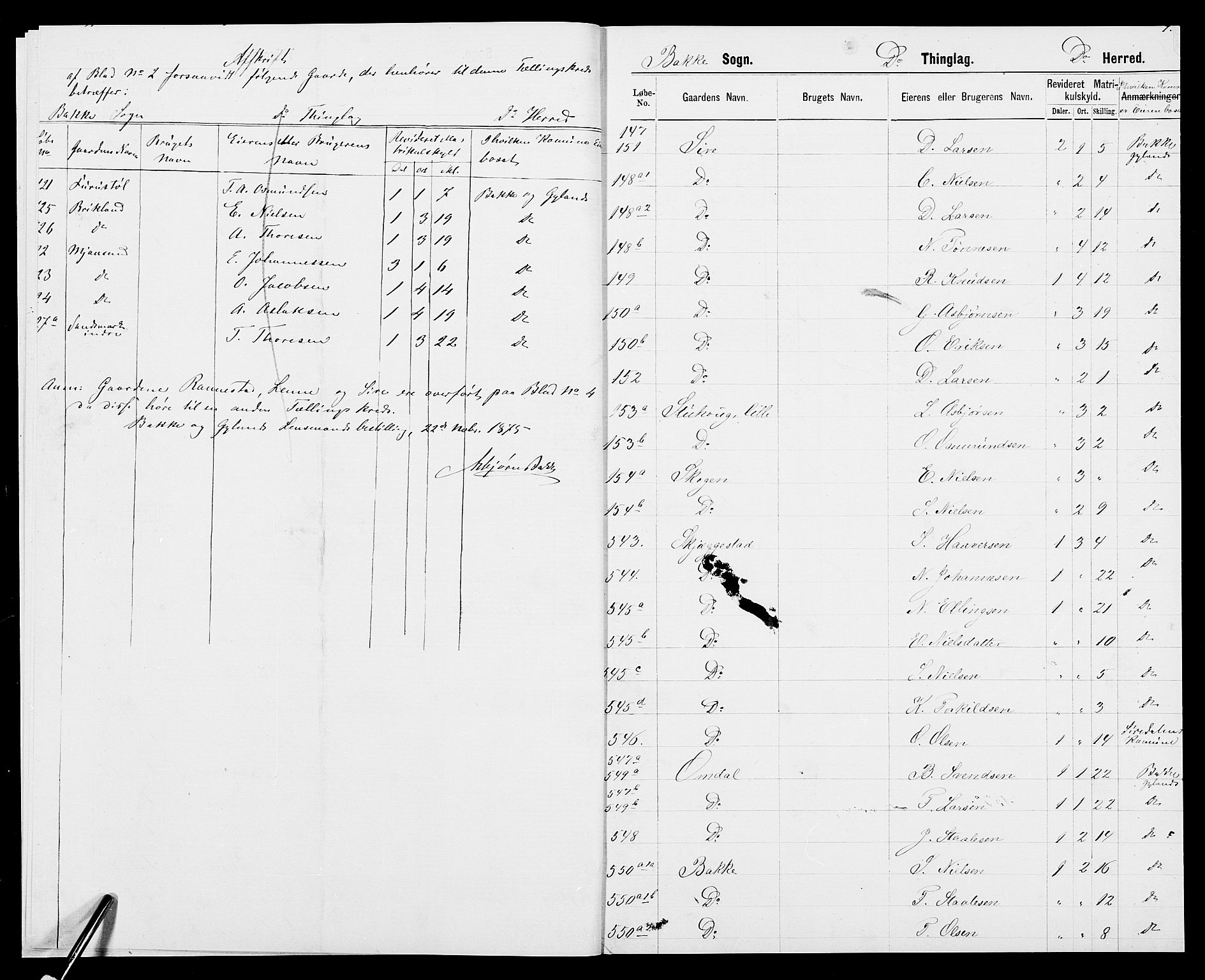 SAK, 1875 census for 1045P Bakke, 1875, p. 7