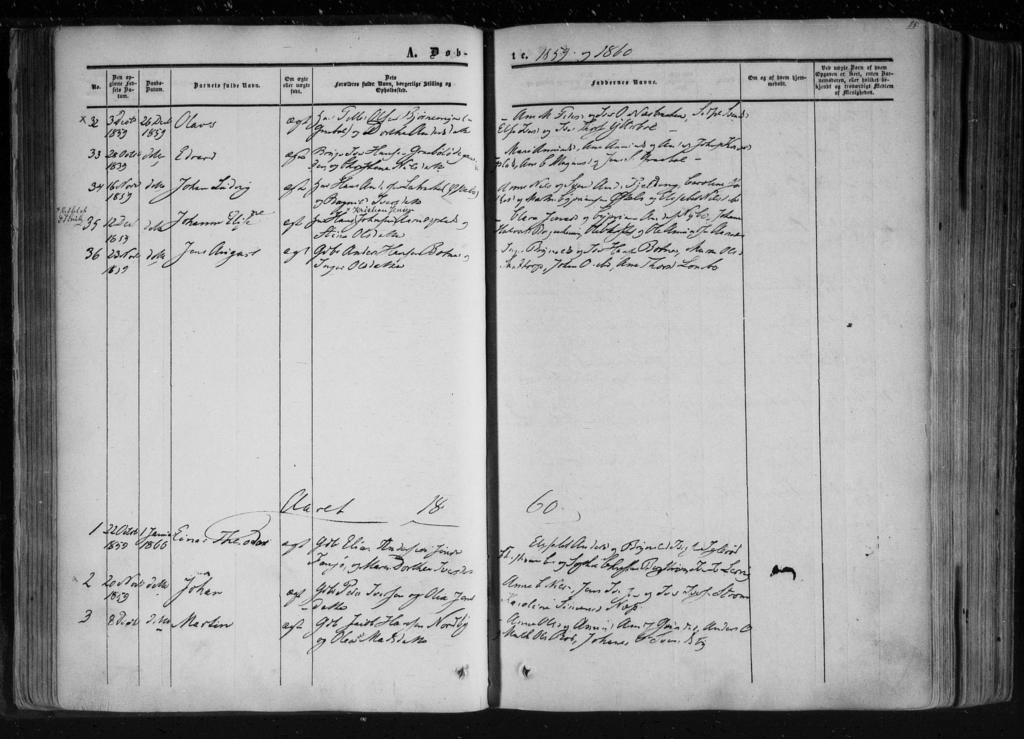 Aremark prestekontor Kirkebøker, SAO/A-10899/F/Fc/L0003: Parish register (official) no. III 3, 1850-1865, p. 85