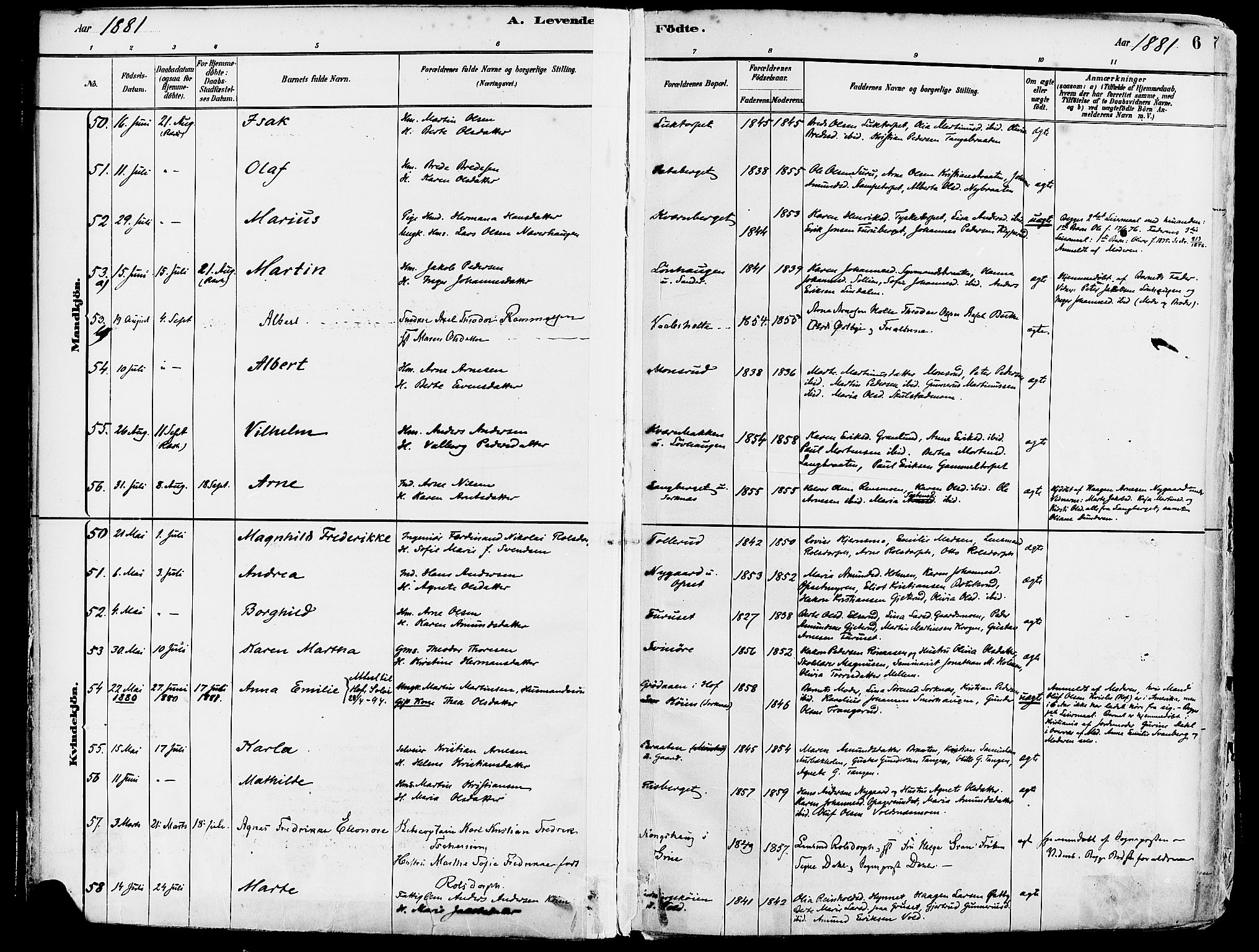 Grue prestekontor, AV/SAH-PREST-036/H/Ha/Haa/L0012: Parish register (official) no. 12, 1881-1897, p. 6