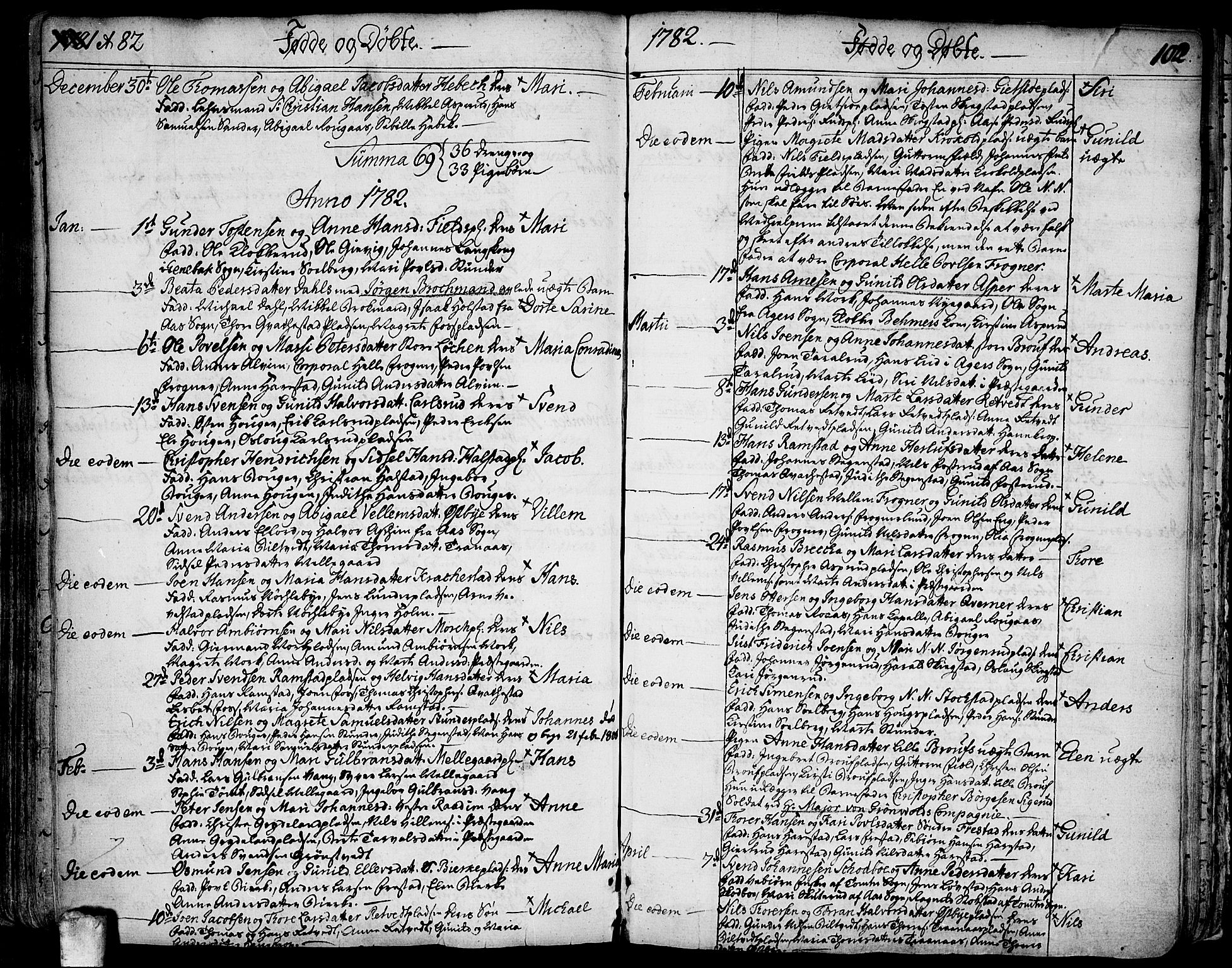 Kråkstad prestekontor Kirkebøker, SAO/A-10125a/F/Fa/L0001: Parish register (official) no. I 1, 1736-1785, p. 102