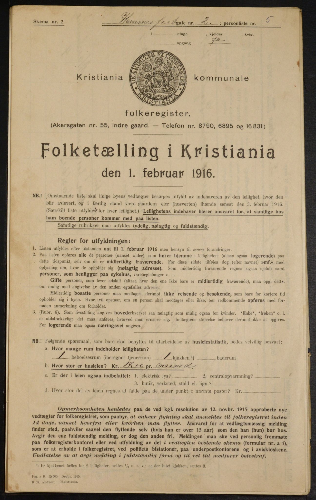 OBA, Municipal Census 1916 for Kristiania, 1916, p. 34805