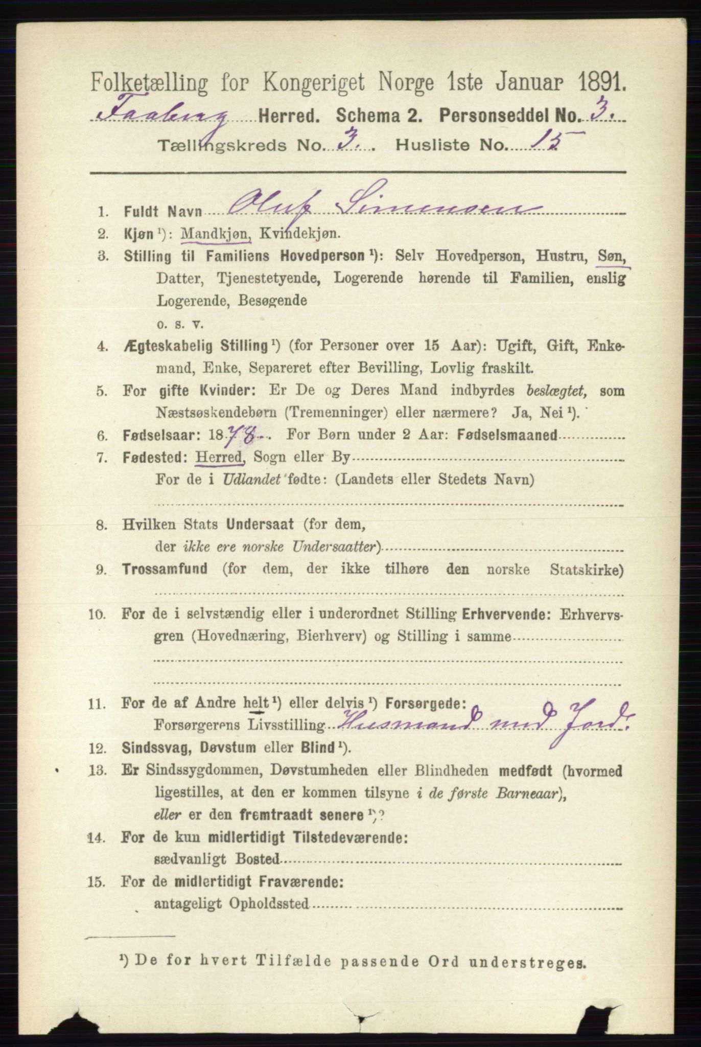 RA, 1891 census for 0524 Fåberg, 1891, p. 940