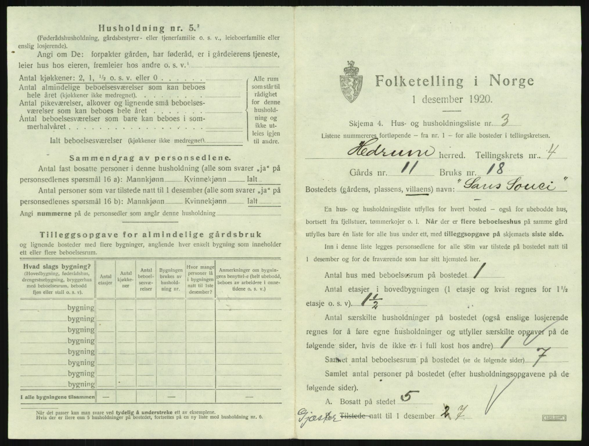 SAKO, 1920 census for Hedrum, 1920, p. 361