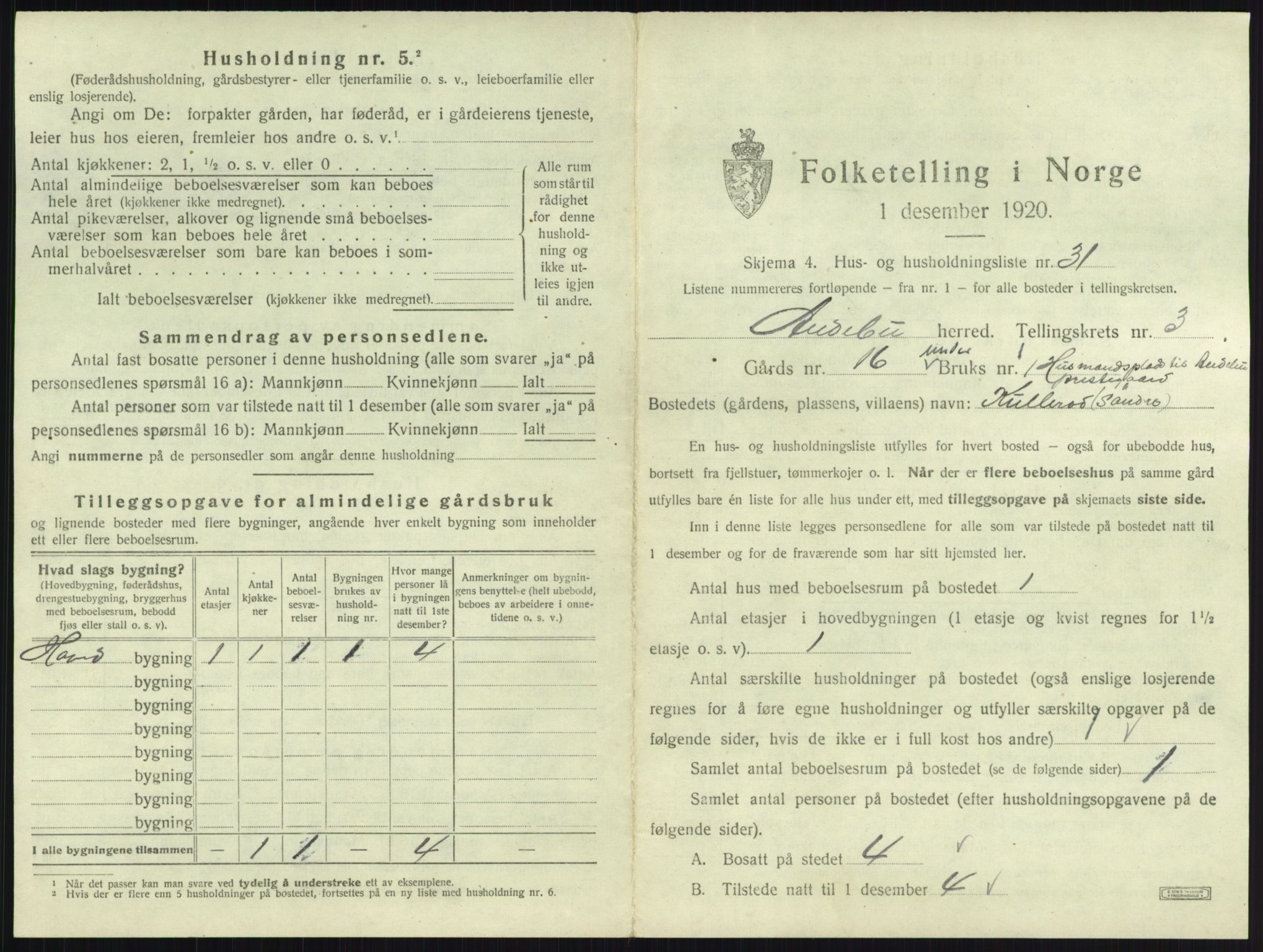 SAKO, 1920 census for Andebu, 1920, p. 241