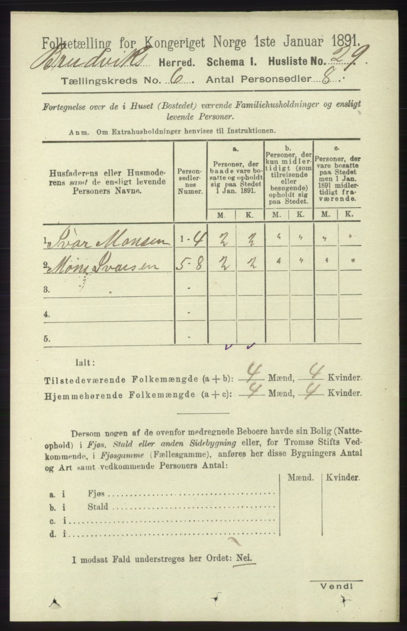 RA, 1891 census for 1251 Bruvik, 1891, p. 1756