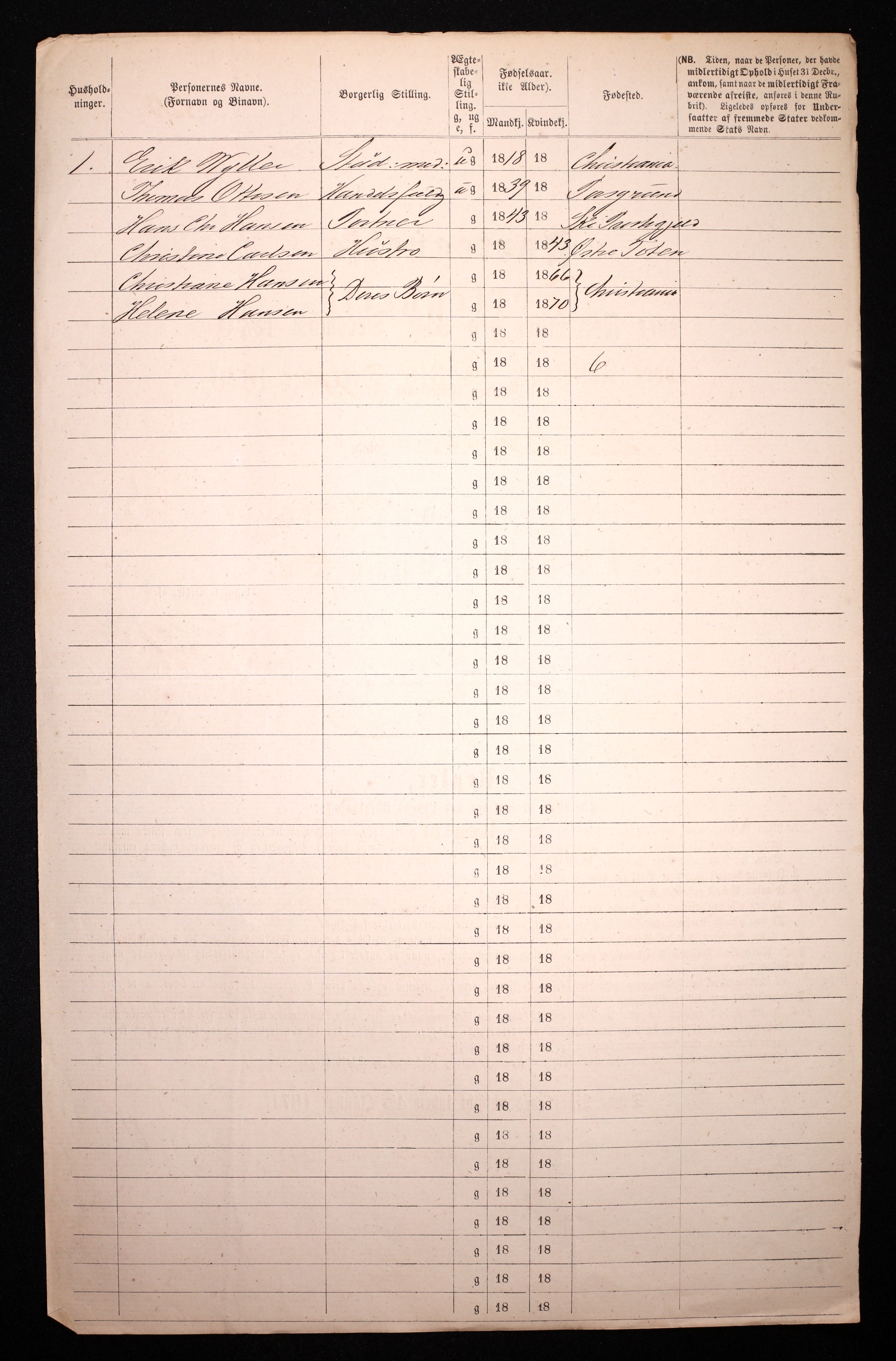 RA, 1870 census for 0301 Kristiania, 1870, p. 4728