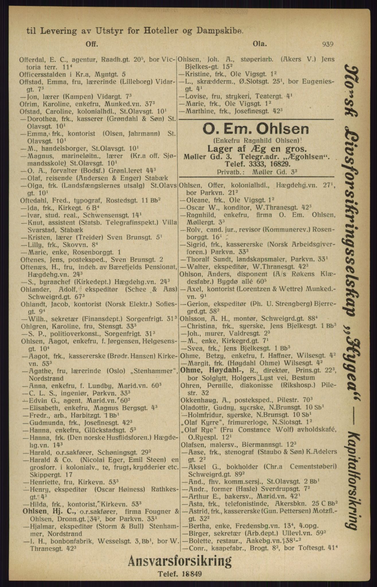 Kristiania/Oslo adressebok, PUBL/-, 1916, p. 939