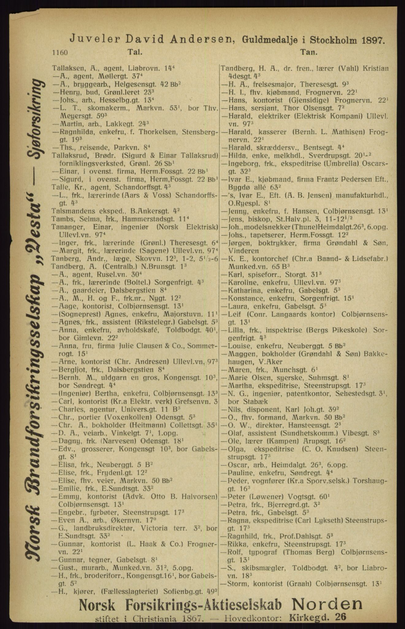 Kristiania/Oslo adressebok, PUBL/-, 1916, p. 1160