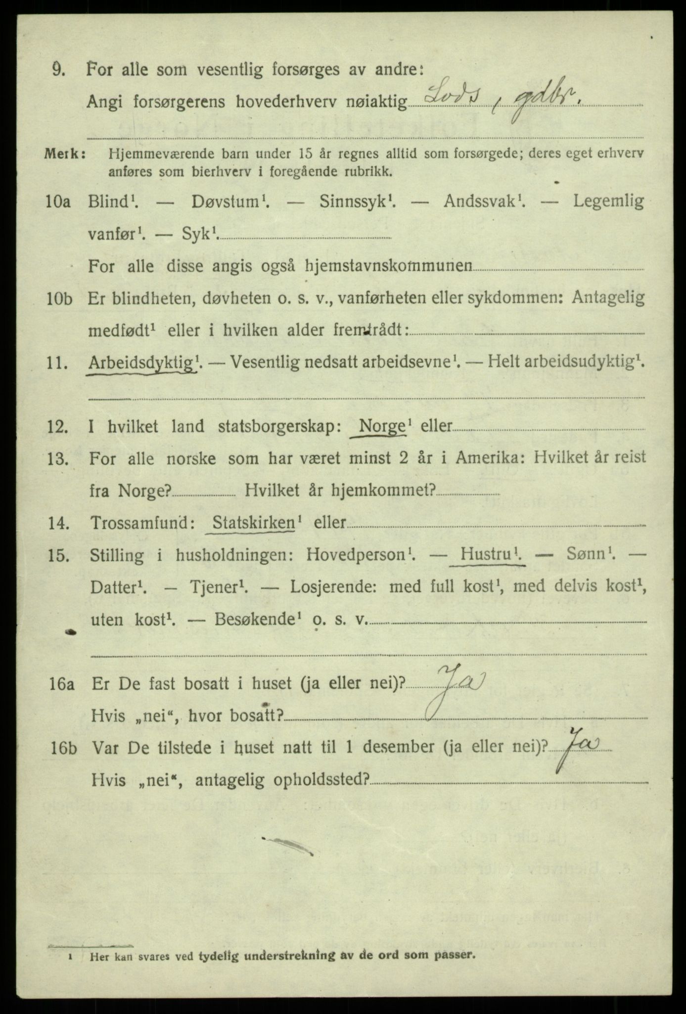 SAB, 1920 census for Austevoll, 1920, p. 3157