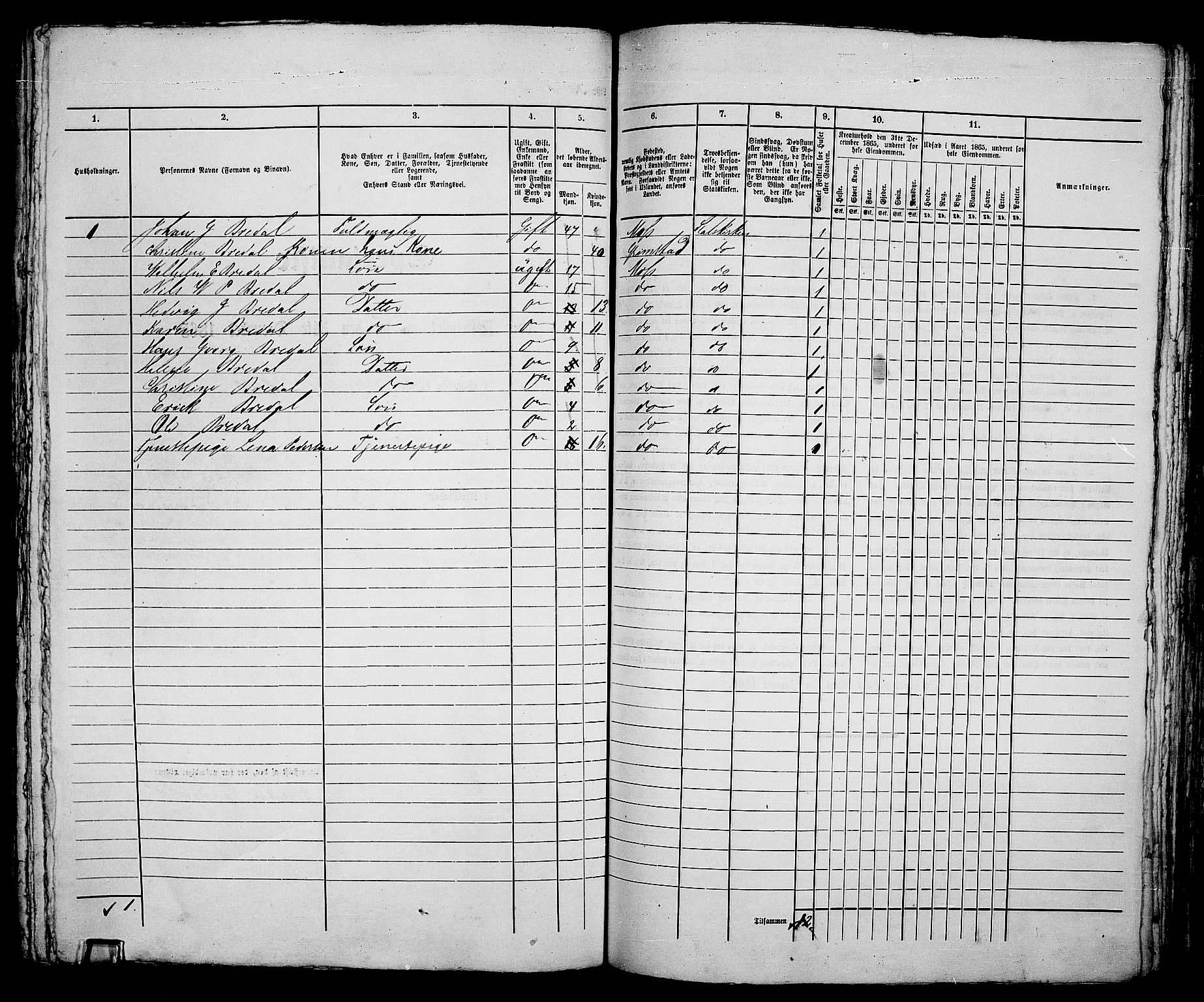 RA, 1865 census for Moss/Moss, 1865, p. 260