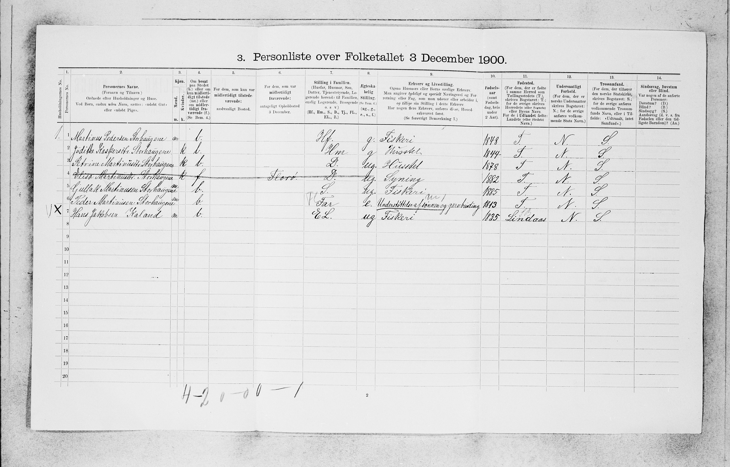 SAB, 1900 census for Kinn, 1900, p. 1056
