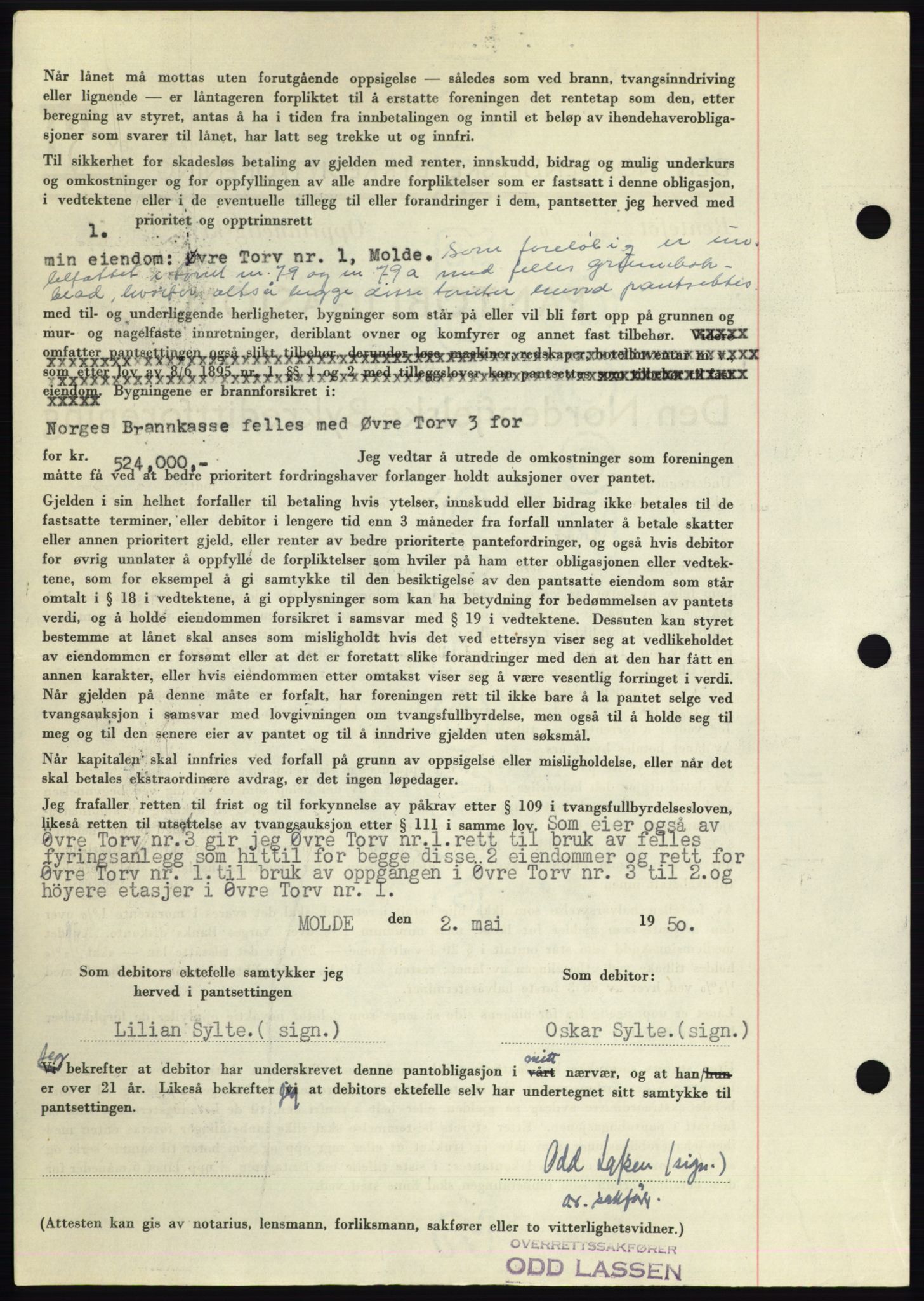 Romsdal sorenskriveri, AV/SAT-A-4149/1/2/2C: Mortgage book no. B5, 1949-1950, Diary no: : 1351/1950