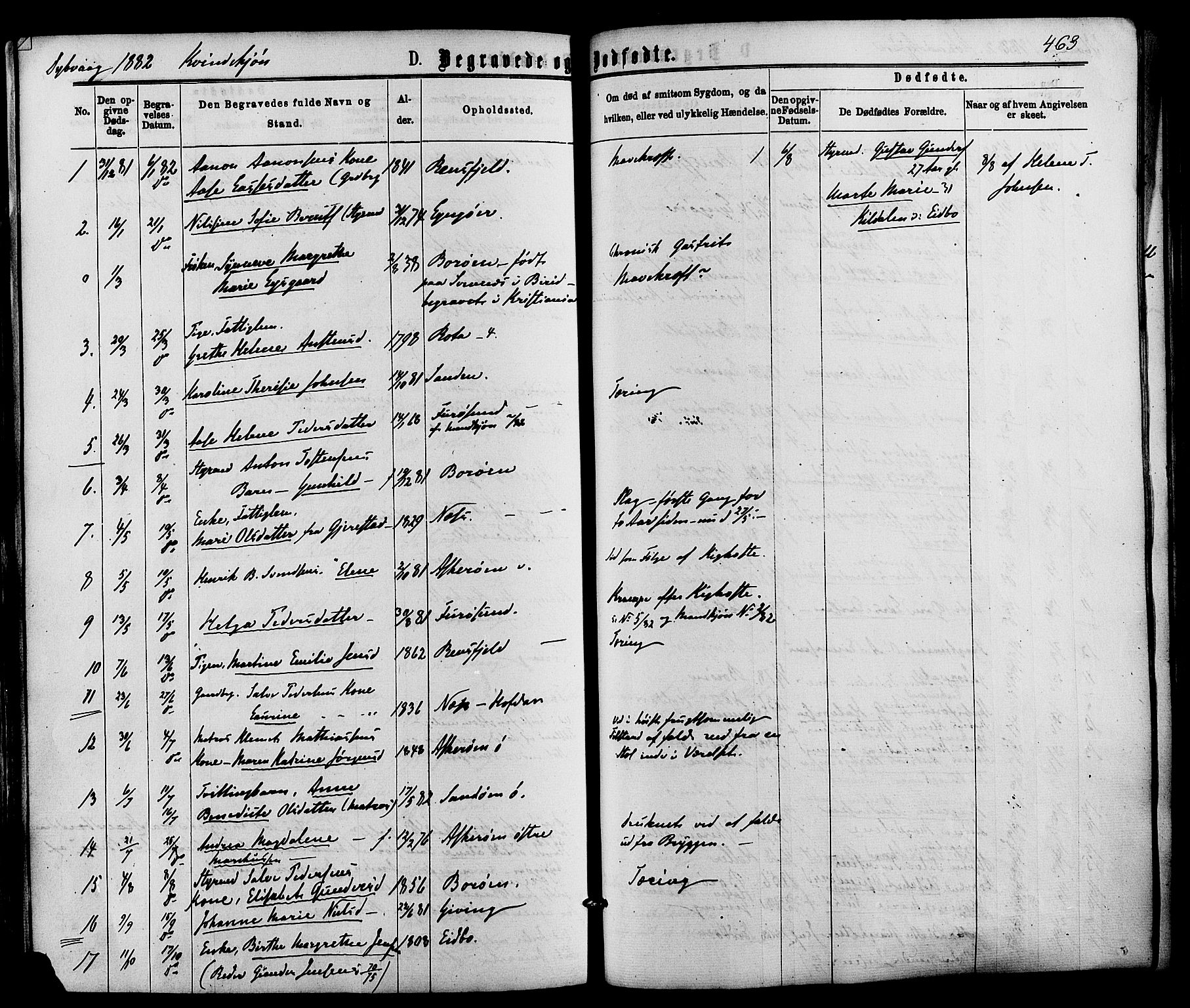 Dypvåg sokneprestkontor, SAK/1111-0007/F/Fa/Faa/L0007: Parish register (official) no. A 7/ 1, 1872-1884, p. 463