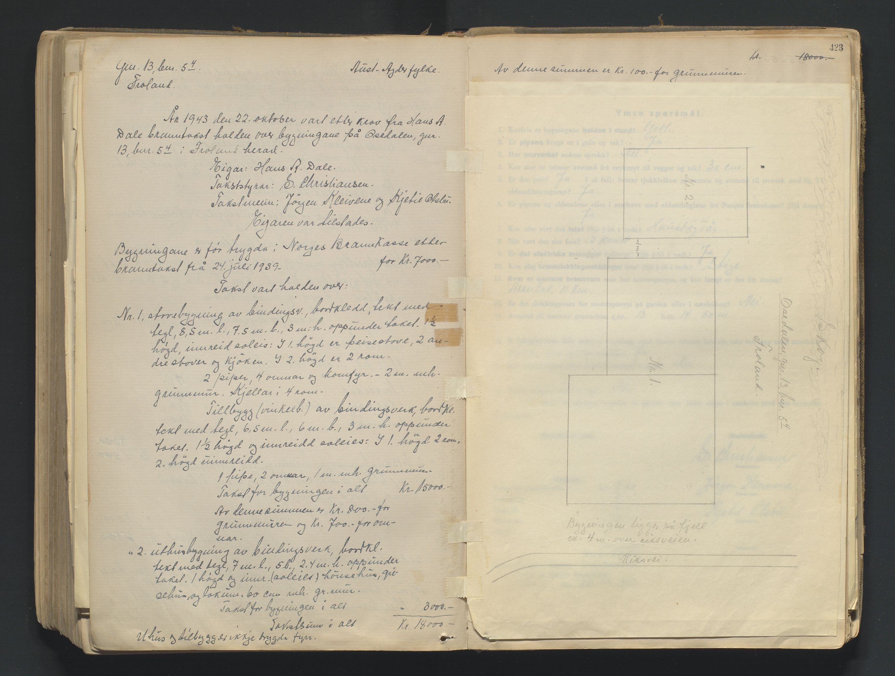 Norges Brannkasse Froland, AV/SAK-2241-0016/F/Fa/L0001: Branntakstprotokoll nr. 2, 1875-1948, p. 422b