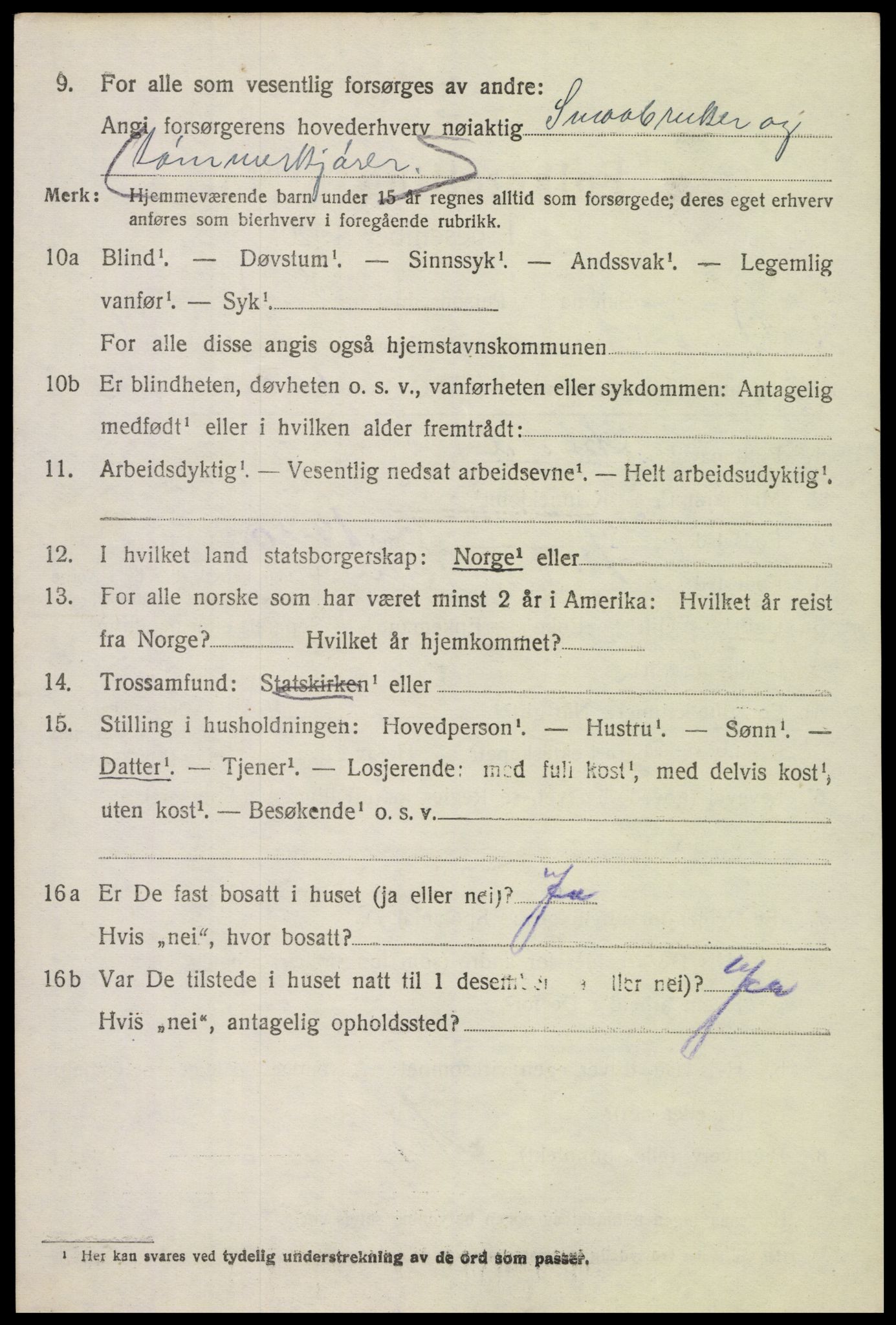 SAH, 1920 census for Vestre Toten, 1920, p. 9217