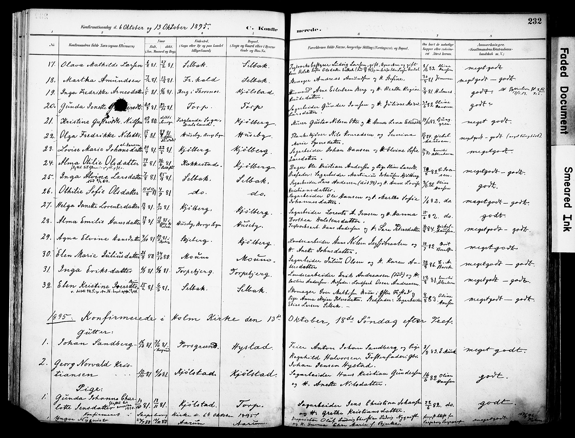 Borge prestekontor Kirkebøker, AV/SAO-A-10903/F/Fa/L0008: Parish register (official) no. I 8B, 1887-1902, p. 232