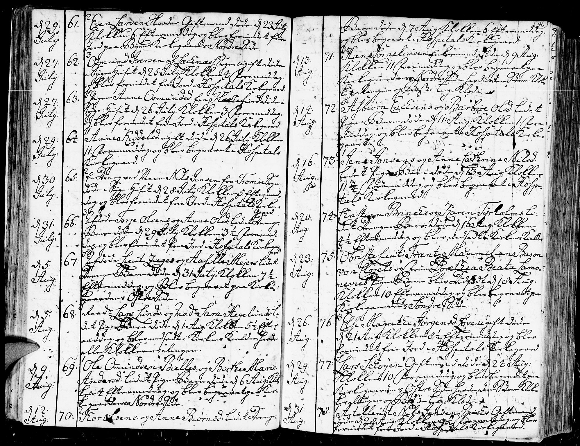 Kristiansand domprosti, AV/SAK-1112-0006/F/Fa/L0004: Parish register (official) no. A 4, 1762-1794, p. 46