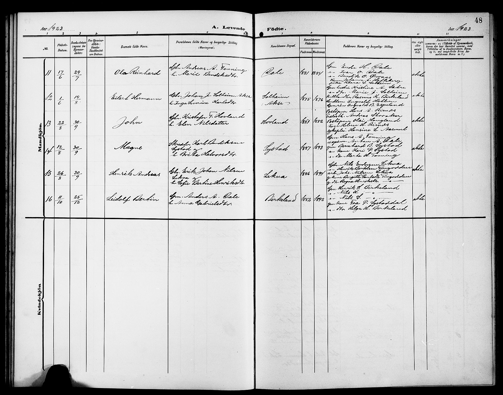 Hyllestad sokneprestembete, AV/SAB-A-80401: Parish register (copy) no. A 3, 1906-1925, p. 48