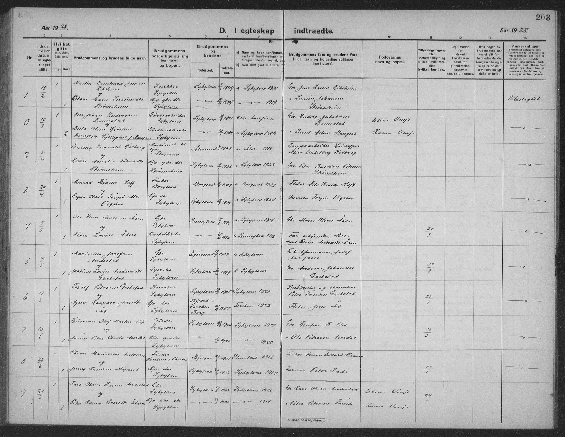 Ministerialprotokoller, klokkerbøker og fødselsregistre - Møre og Romsdal, AV/SAT-A-1454/523/L0342: Parish register (copy) no. 523C05, 1916-1937, p. 203