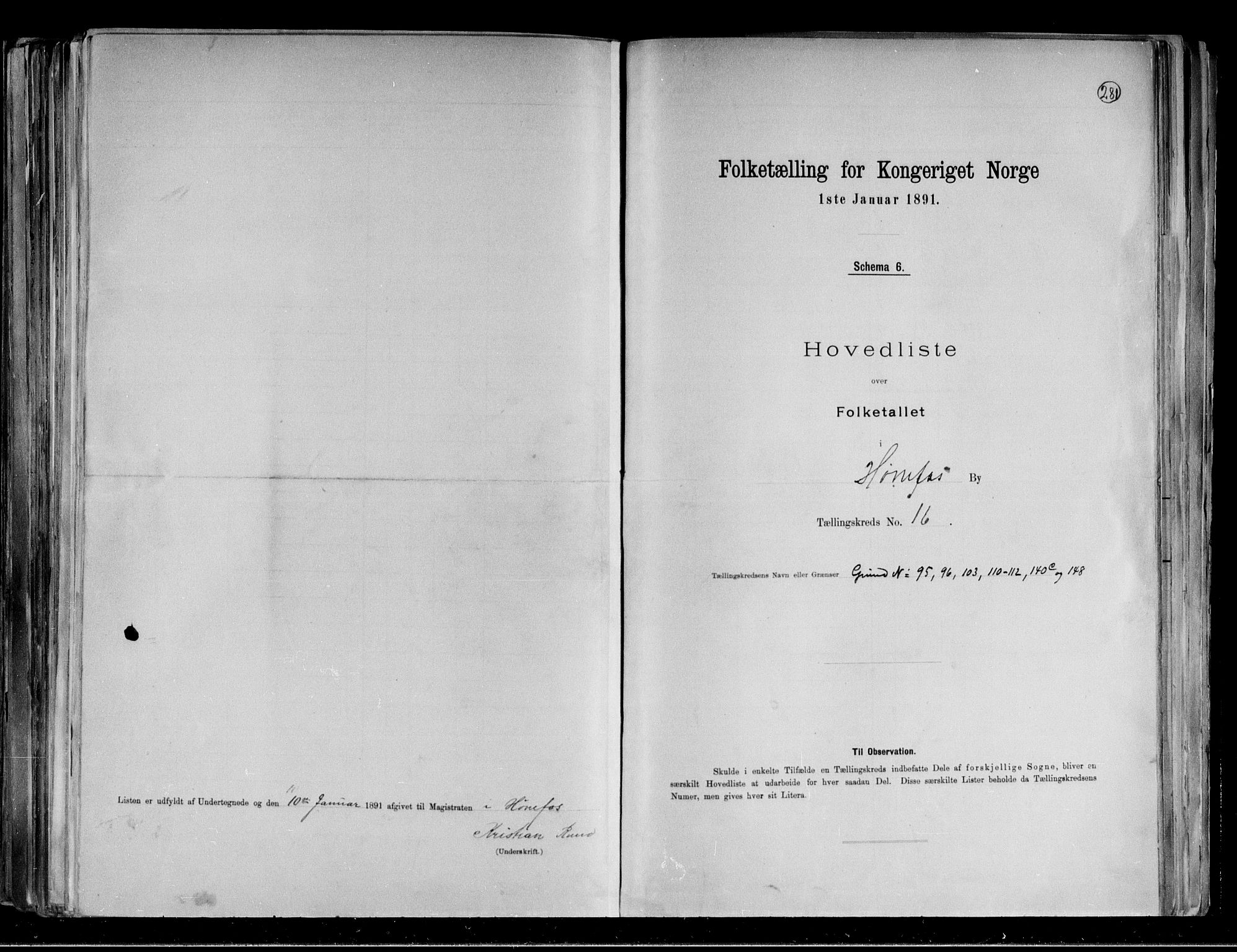 RA, 1891 census for 0601 Hønefoss, 1891, p. 58