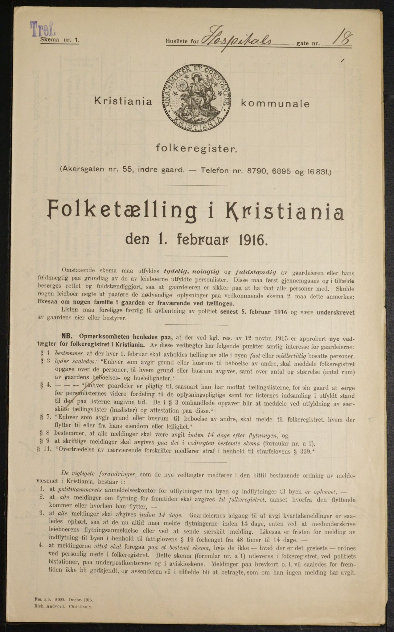 OBA, Municipal Census 1916 for Kristiania, 1916, p. 42189