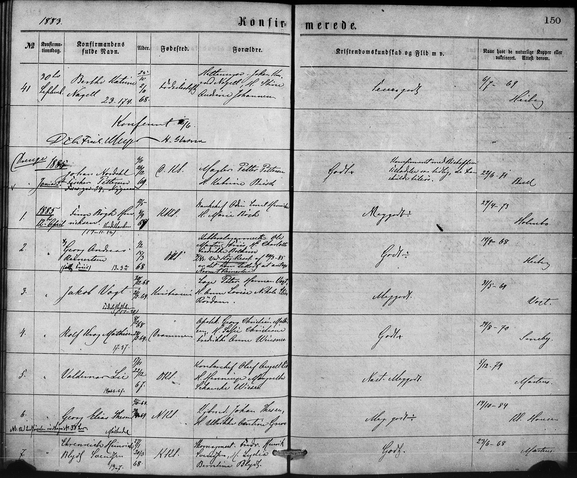 Korskirken sokneprestembete, SAB/A-76101/H/Haa/L0070: Curate's parish register no. A 5, 1869-1885, p. 150