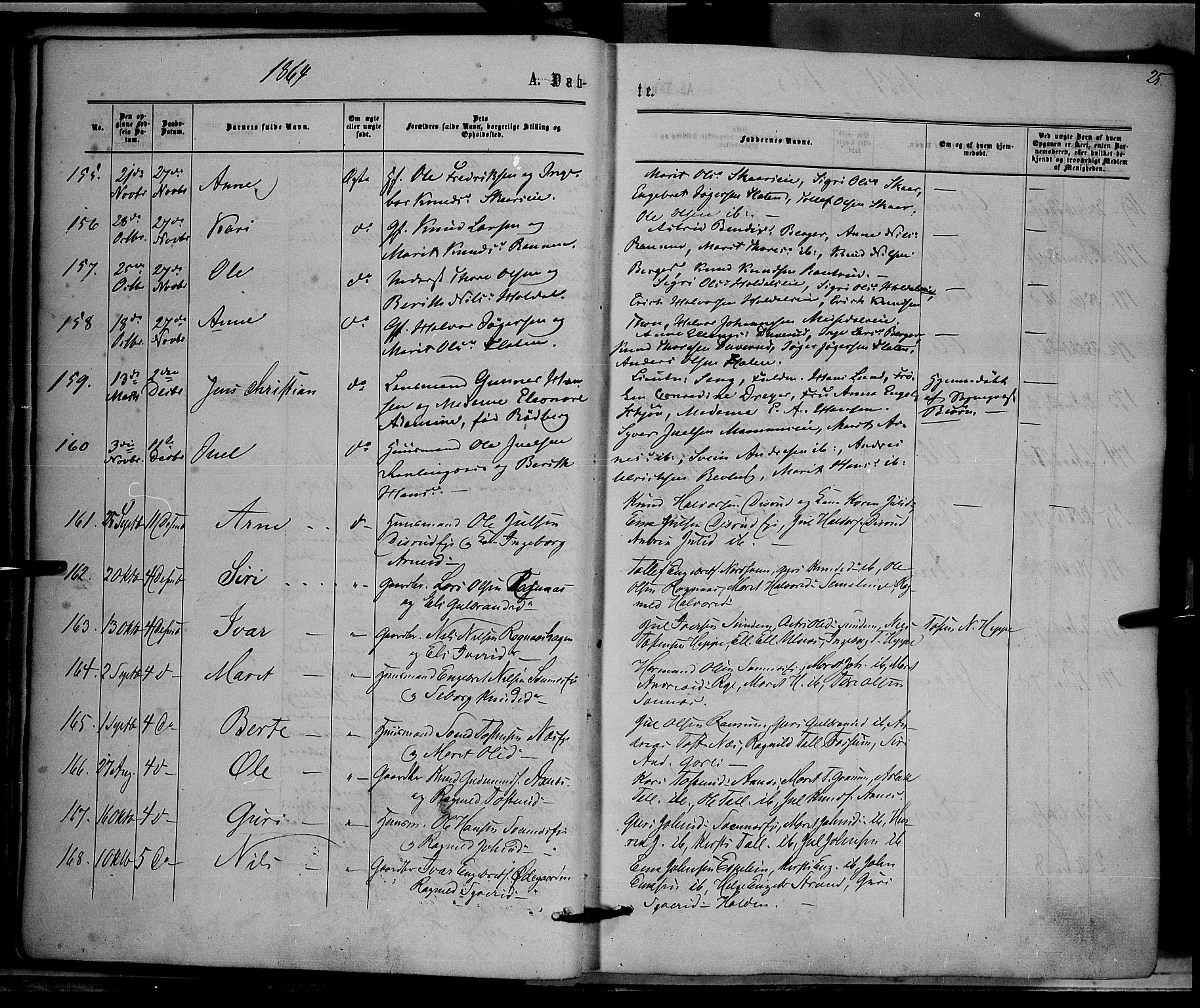 Nord-Aurdal prestekontor, AV/SAH-PREST-132/H/Ha/Haa/L0008: Parish register (official) no. 8, 1863-1875, p. 25