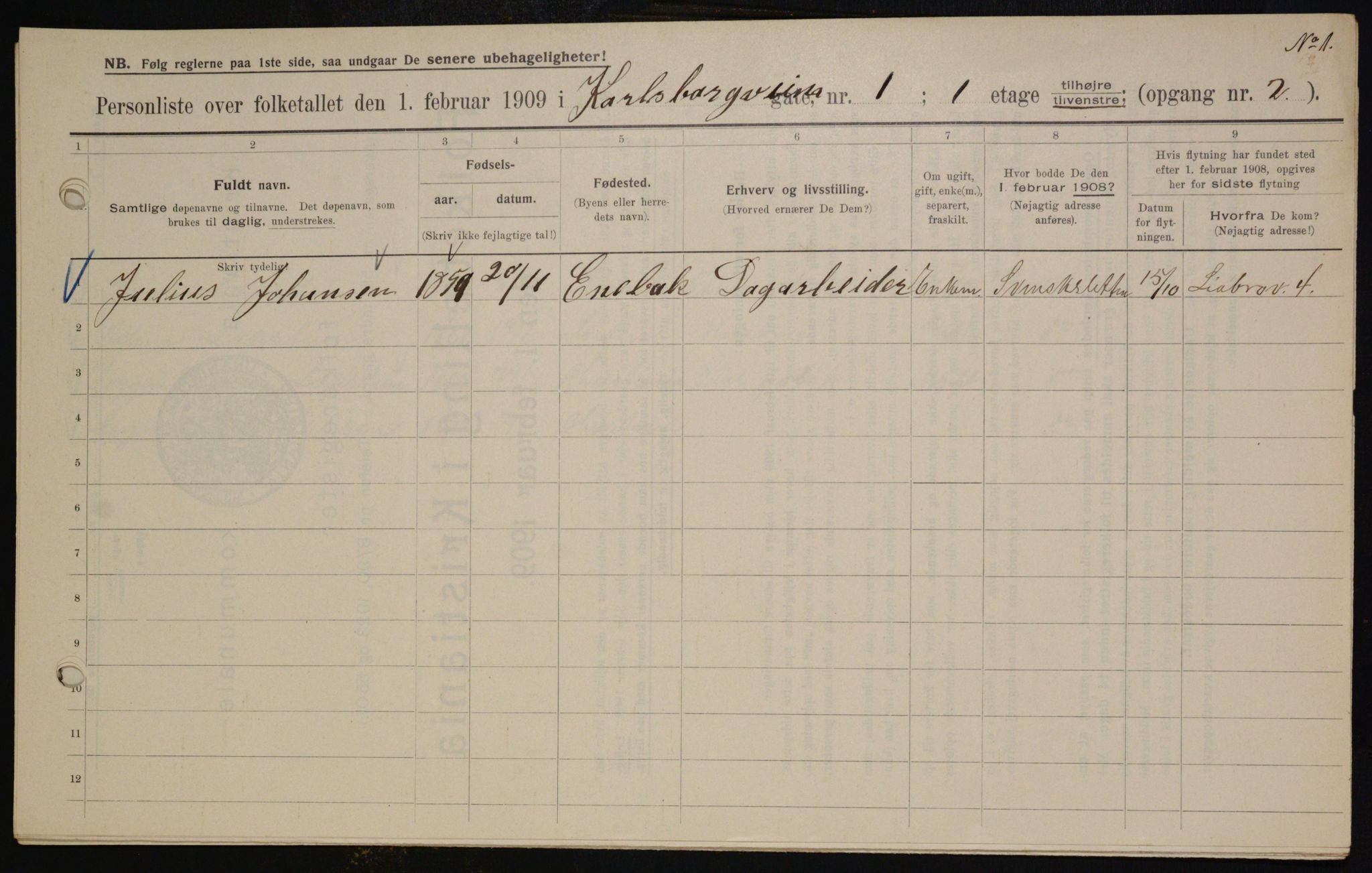 OBA, Municipal Census 1909 for Kristiania, 1909, p. 44641