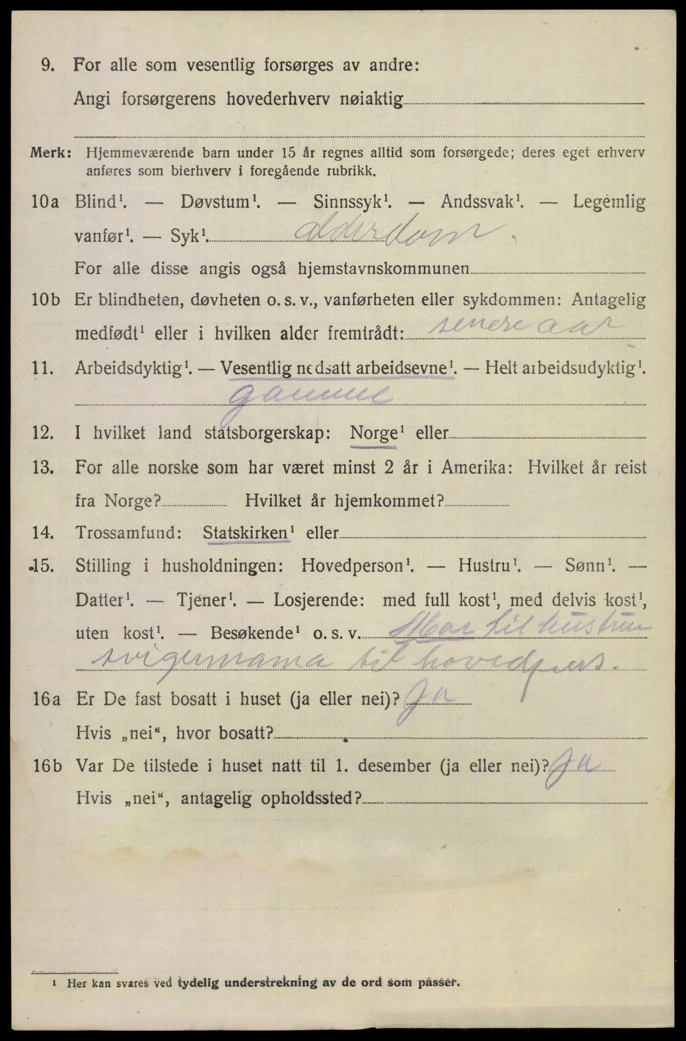 SAKO, 1920 census for Lunde, 1920, p. 4198