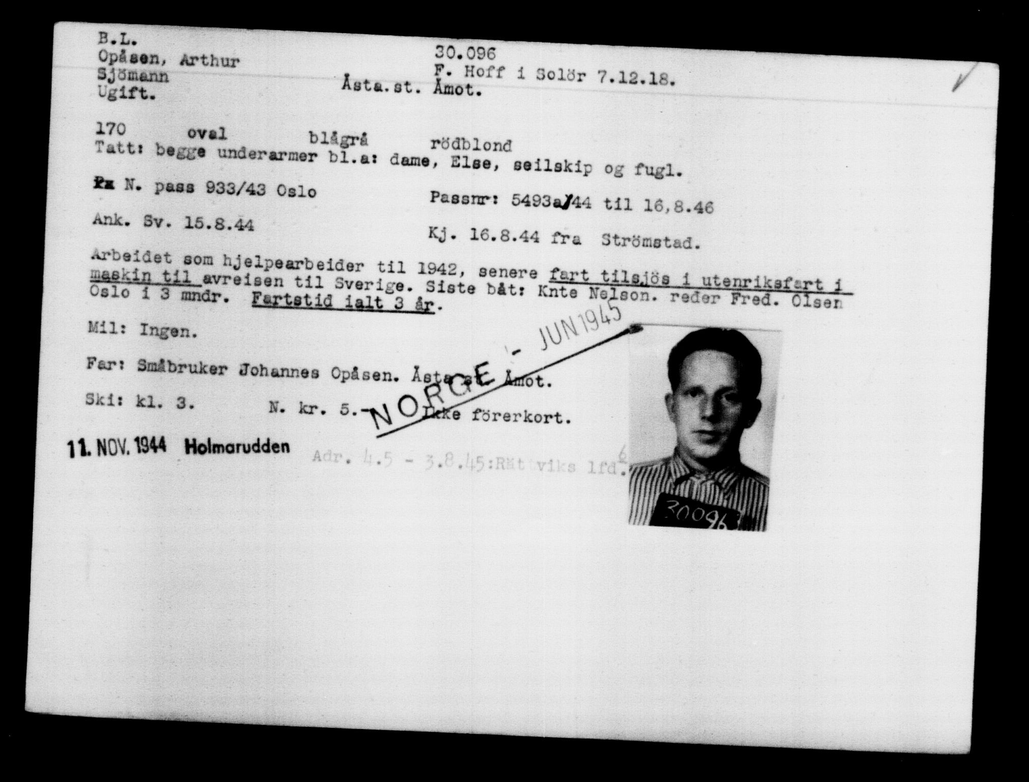 Utenriksstasjonene, Legasjonen i Stockholm, Flyktningkontoret, AV/RA-S-6753/V/Va/L0012: Kjesäterkartoteket, flyktninger med registreringsnr. 28300-31566, 1940-1945, p. 1979