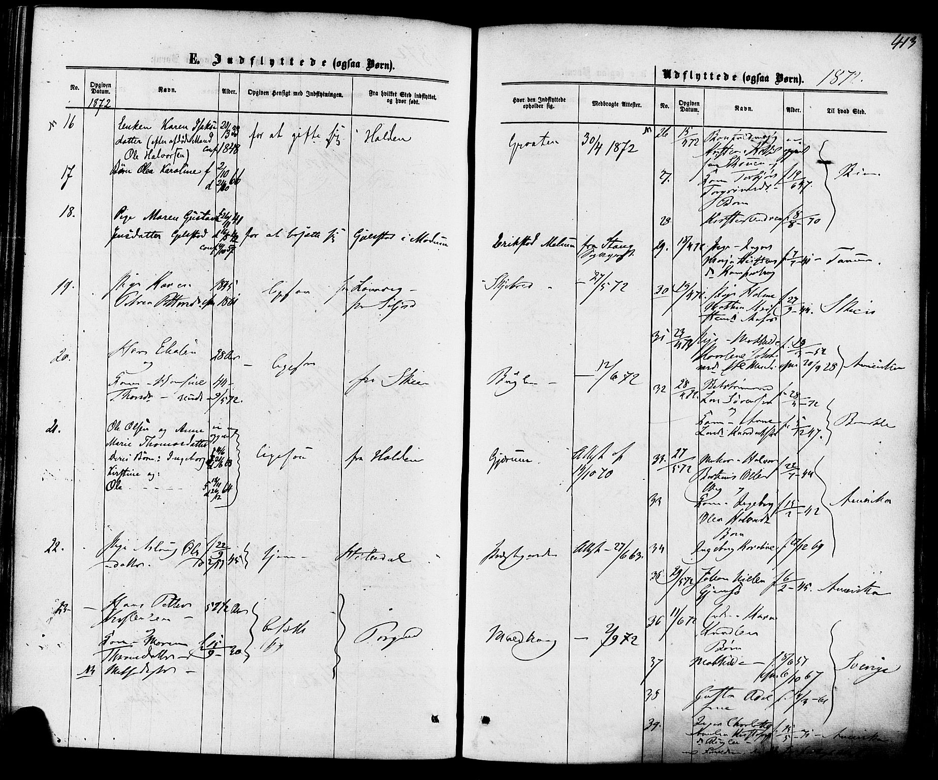 Solum kirkebøker, SAKO/A-306/F/Fa/L0008: Parish register (official) no. I 8, 1865-1876, p. 413