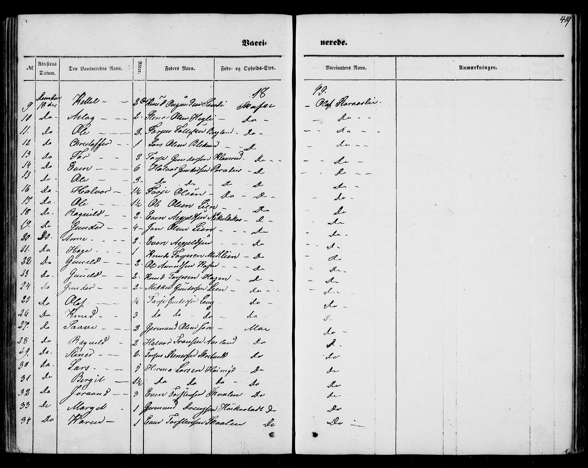 Mo kirkebøker, AV/SAKO-A-286/F/Fa/L0005: Parish register (official) no. I 5, 1844-1864, p. 419