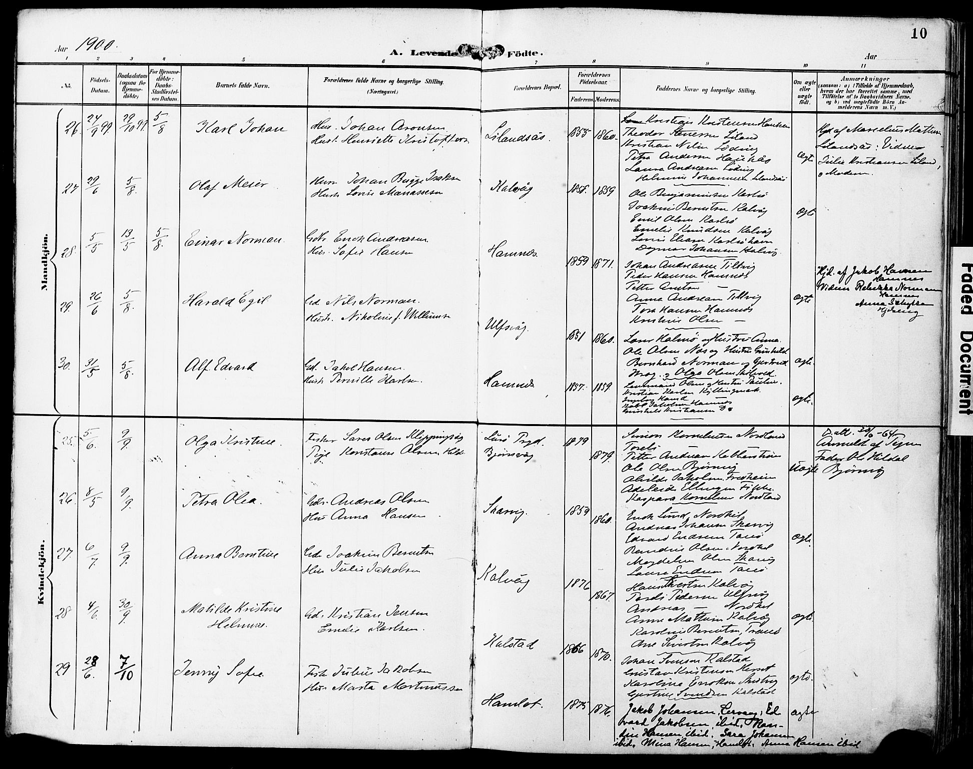 Ministerialprotokoller, klokkerbøker og fødselsregistre - Nordland, AV/SAT-A-1459/859/L0848: Parish register (official) no. 859A08, 1900-1912, p. 10