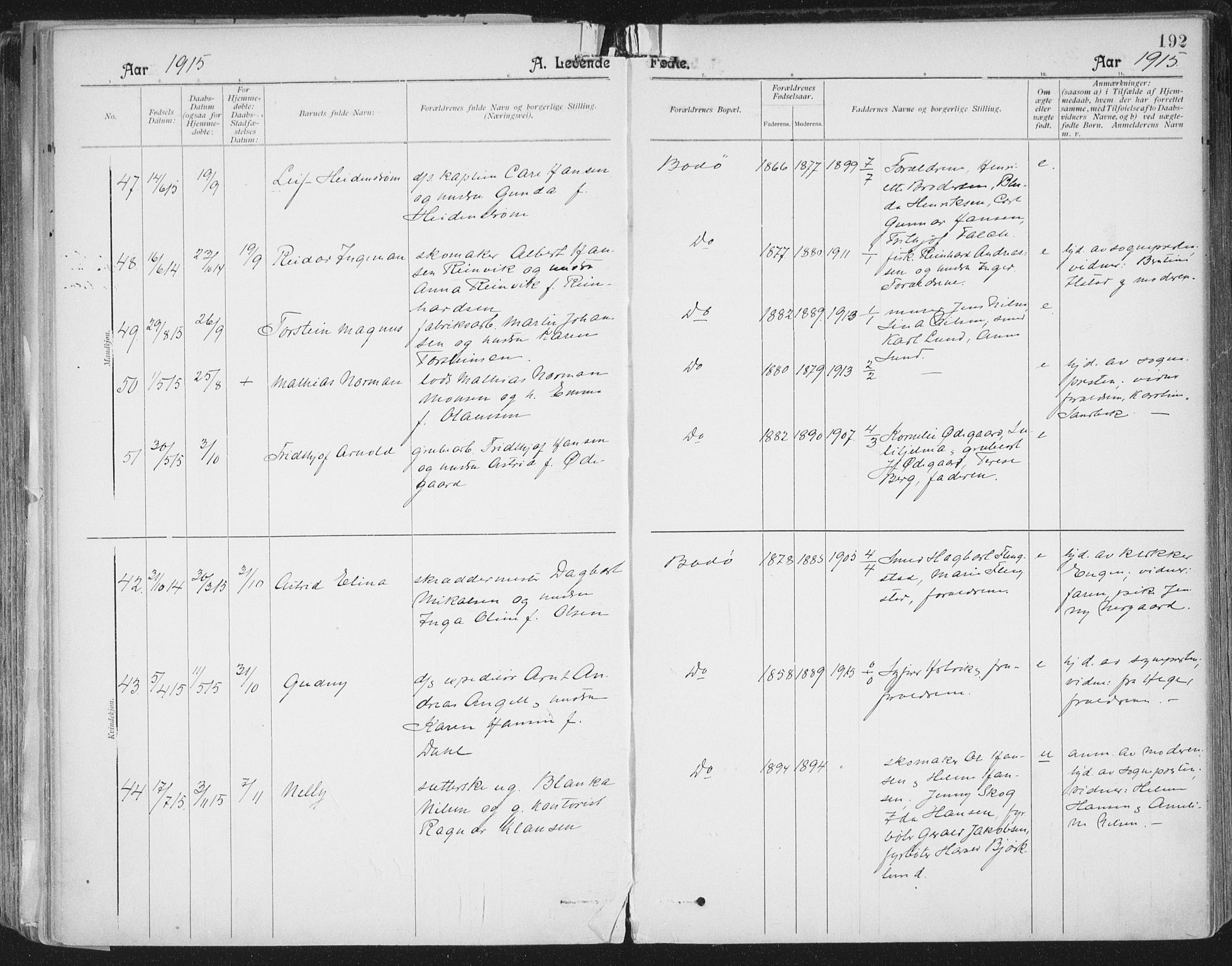 Ministerialprotokoller, klokkerbøker og fødselsregistre - Nordland, AV/SAT-A-1459/801/L0011: Parish register (official) no. 801A11, 1900-1916, p. 192