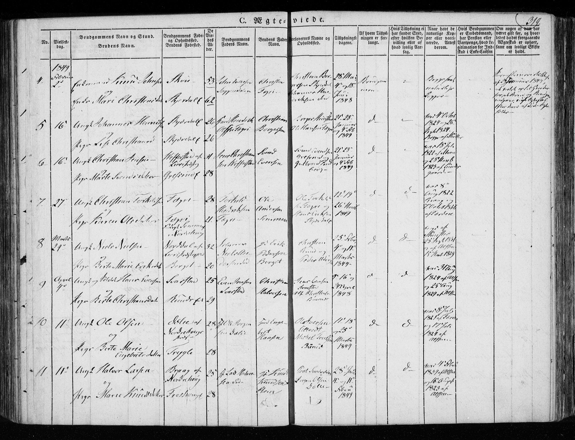 Hole kirkebøker, SAKO/A-228/F/Fa/L0005: Parish register (official) no. I 5, 1833-1851, p. 319