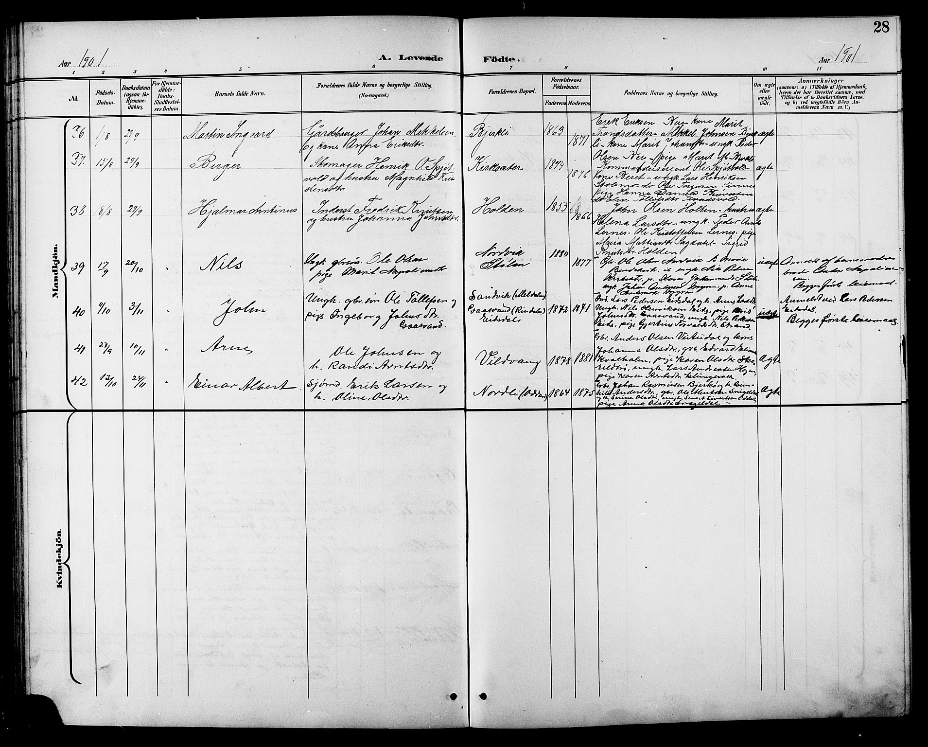 Ministerialprotokoller, klokkerbøker og fødselsregistre - Sør-Trøndelag, AV/SAT-A-1456/630/L0505: Parish register (copy) no. 630C03, 1899-1914, p. 28