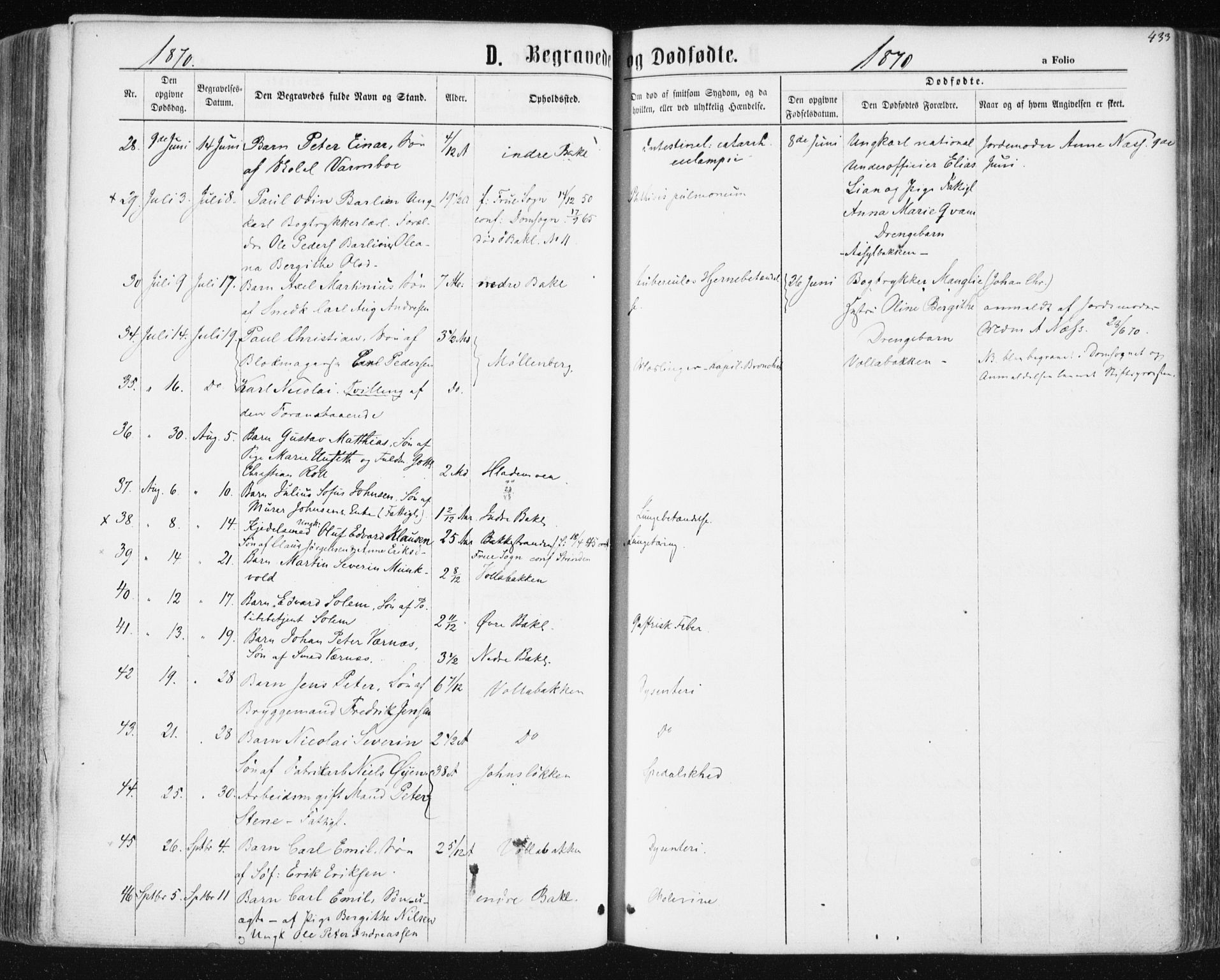 Ministerialprotokoller, klokkerbøker og fødselsregistre - Sør-Trøndelag, SAT/A-1456/604/L0186: Parish register (official) no. 604A07, 1866-1877, p. 433