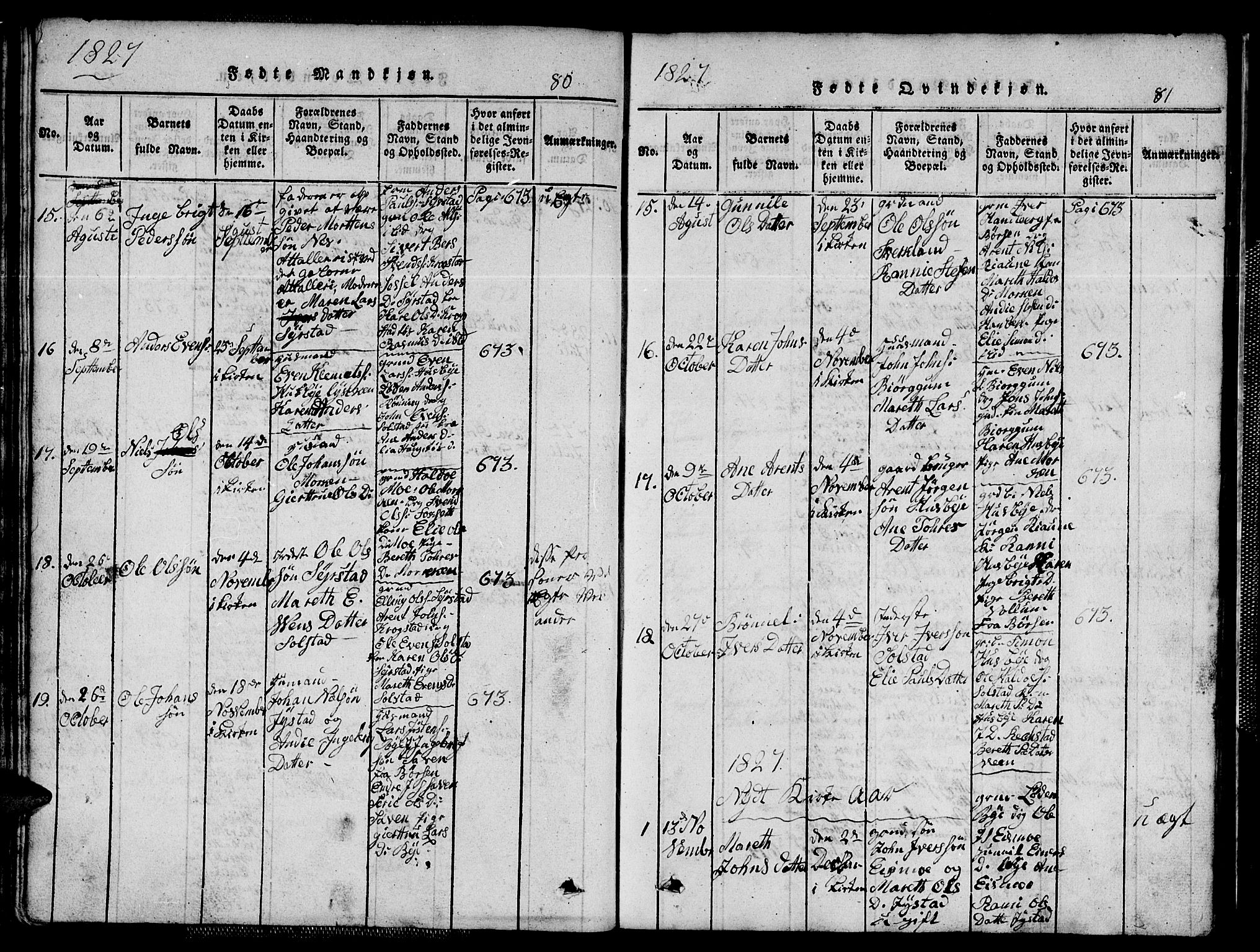 Ministerialprotokoller, klokkerbøker og fødselsregistre - Sør-Trøndelag, SAT/A-1456/667/L0796: Parish register (copy) no. 667C01, 1817-1836, p. 80-81