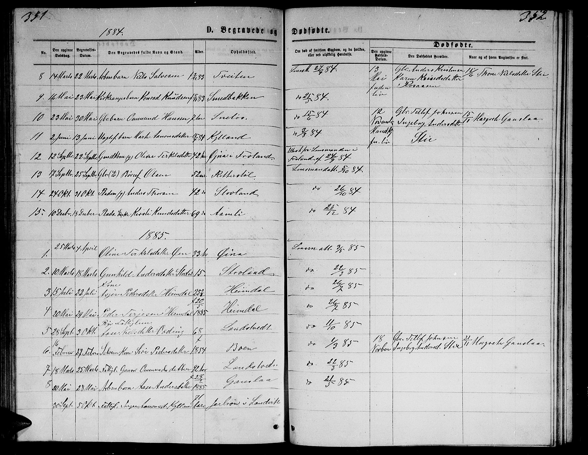 Herefoss sokneprestkontor, AV/SAK-1111-0019/F/Fb/Fba/L0002: Parish register (copy) no. B 2, 1868-1886, p. 351-352