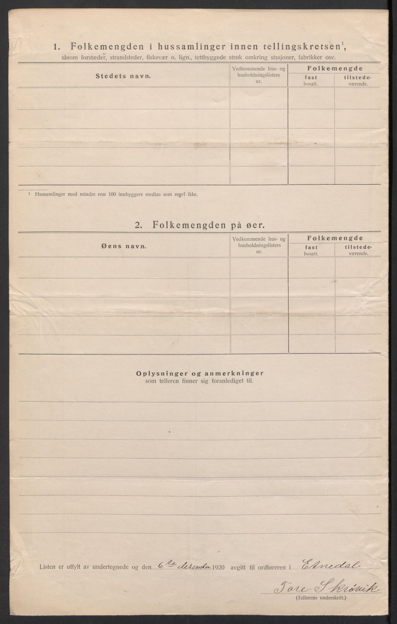 SAH, 1920 census for Etnedal, 1920, p. 15