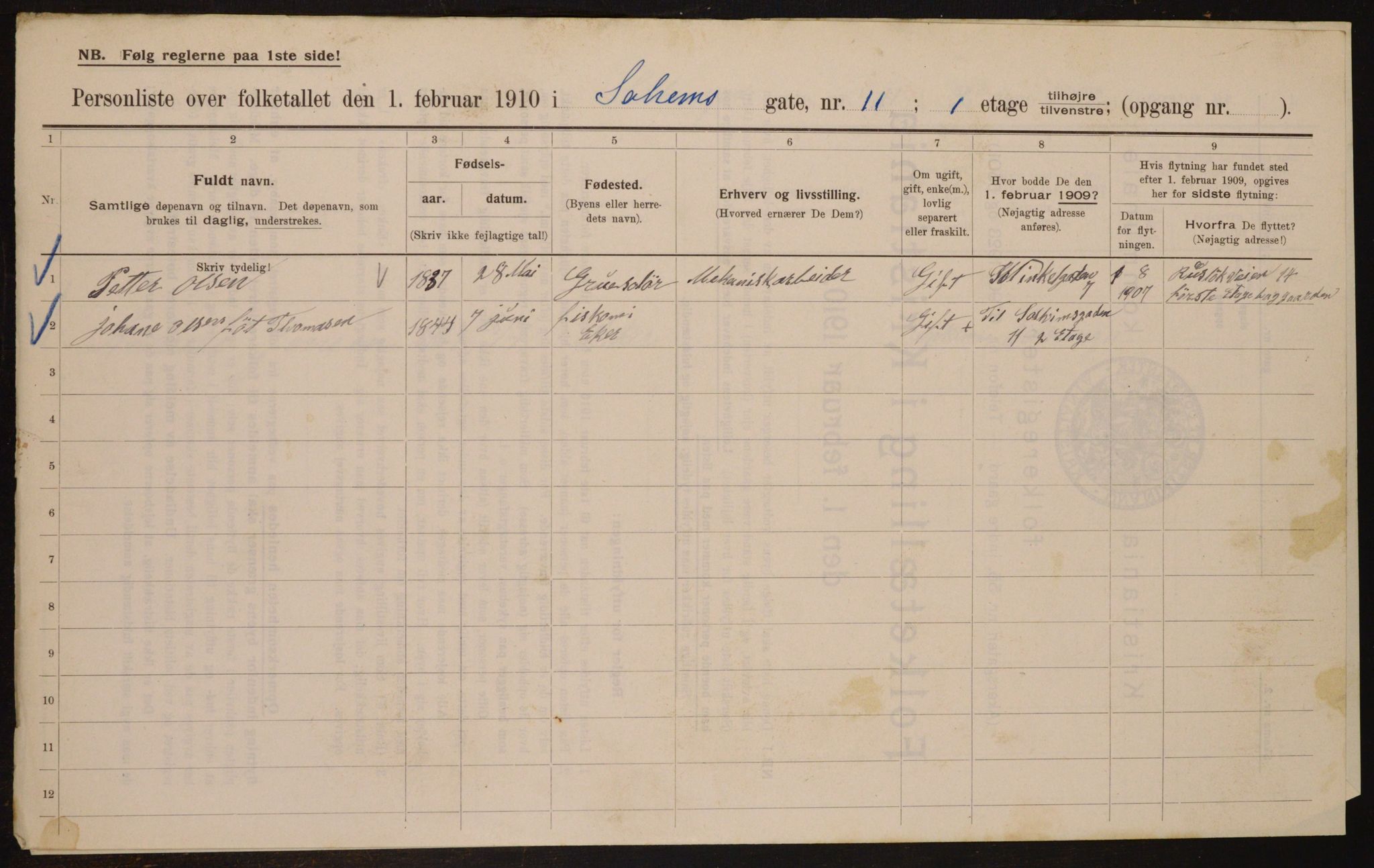 OBA, Municipal Census 1910 for Kristiania, 1910, p. 94928