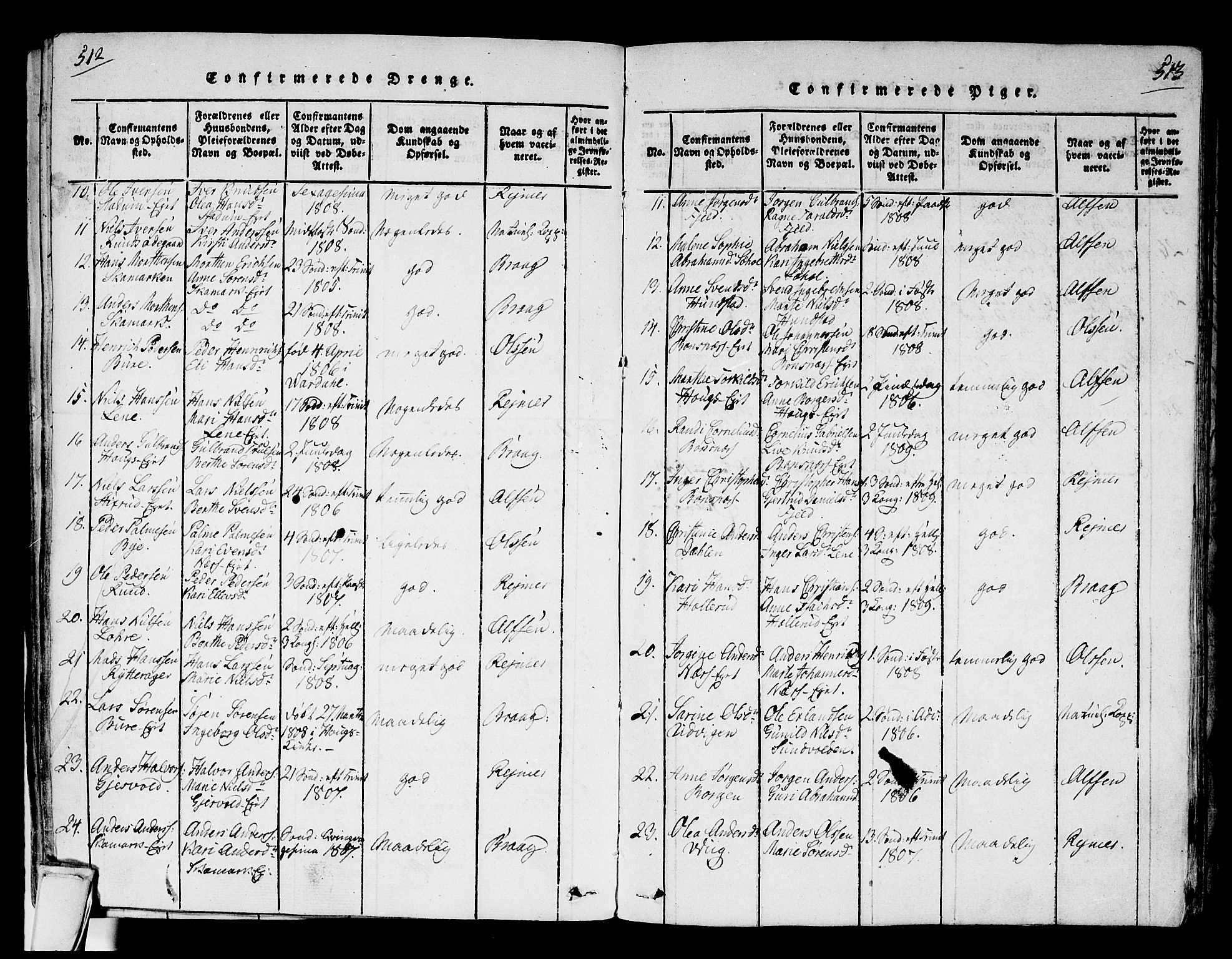 Hole kirkebøker, SAKO/A-228/F/Fa/L0004: Parish register (official) no. I 4, 1814-1833, p. 512-513